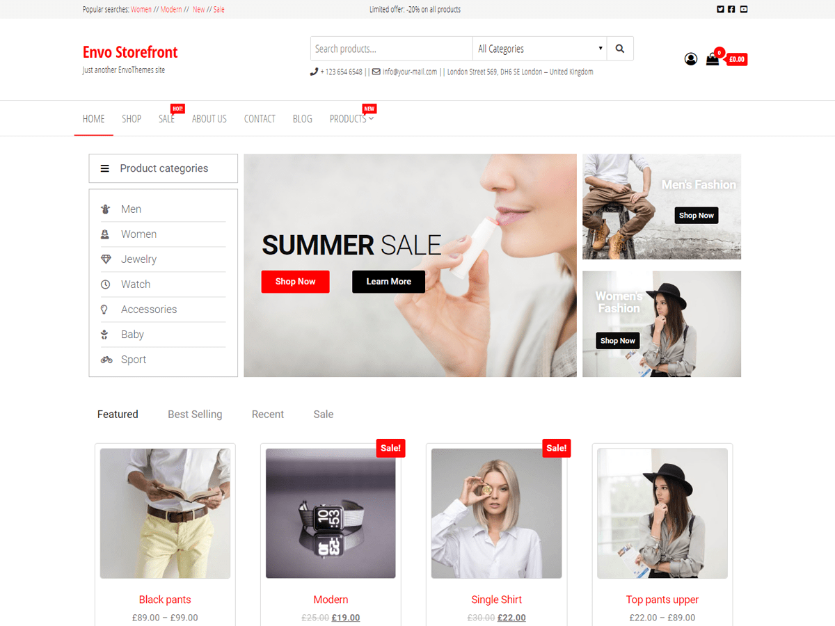 Top 10 Free WordPress Themes For Business 7 Envo Storefront best free theme for WooCommerce business