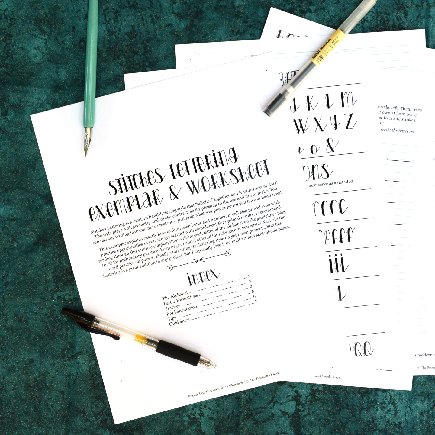 This 7 page printable worksheet + exemplar will teach you how to create Stitches Hand-Lettering!