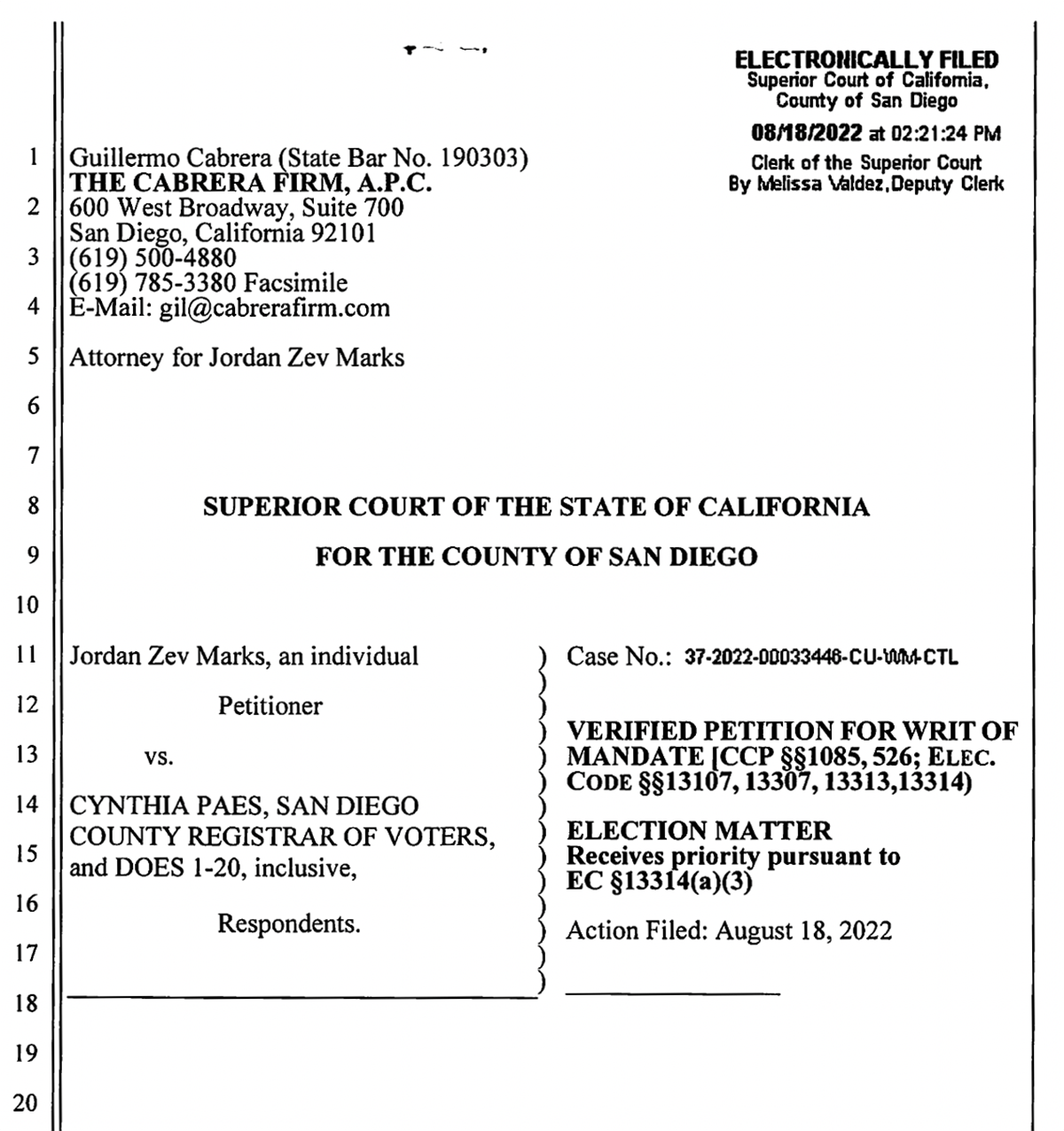 County Clerk Hopeful Poised To Lose Suit Vs Registrar Of Voters Over Ballot Label Times Of San Diego