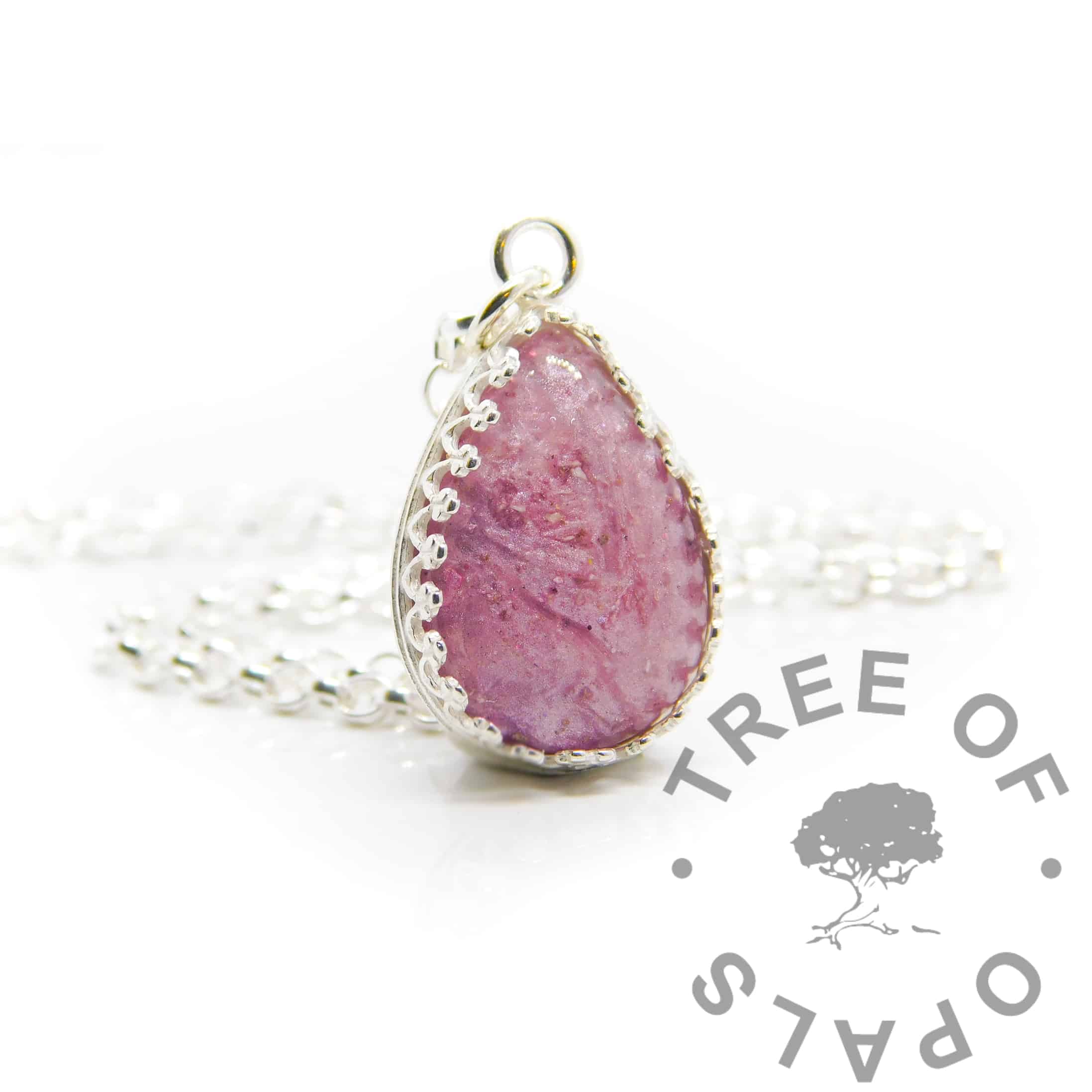 Umbilical Cord Teardrop Necklace Engravable Tree Of Opals
