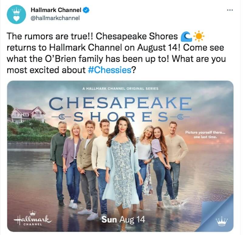 Hallmark Announces Date For Season 6 Premiere Of Chesapeake Shores Tv Cheddar