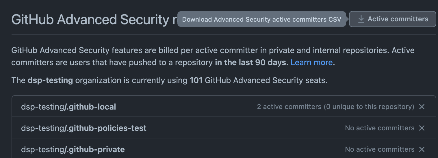 Organization security & analysis settings page