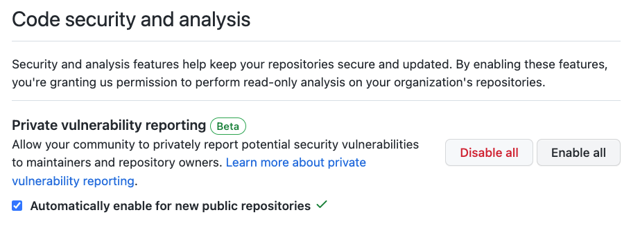 Private vulnerability reporting