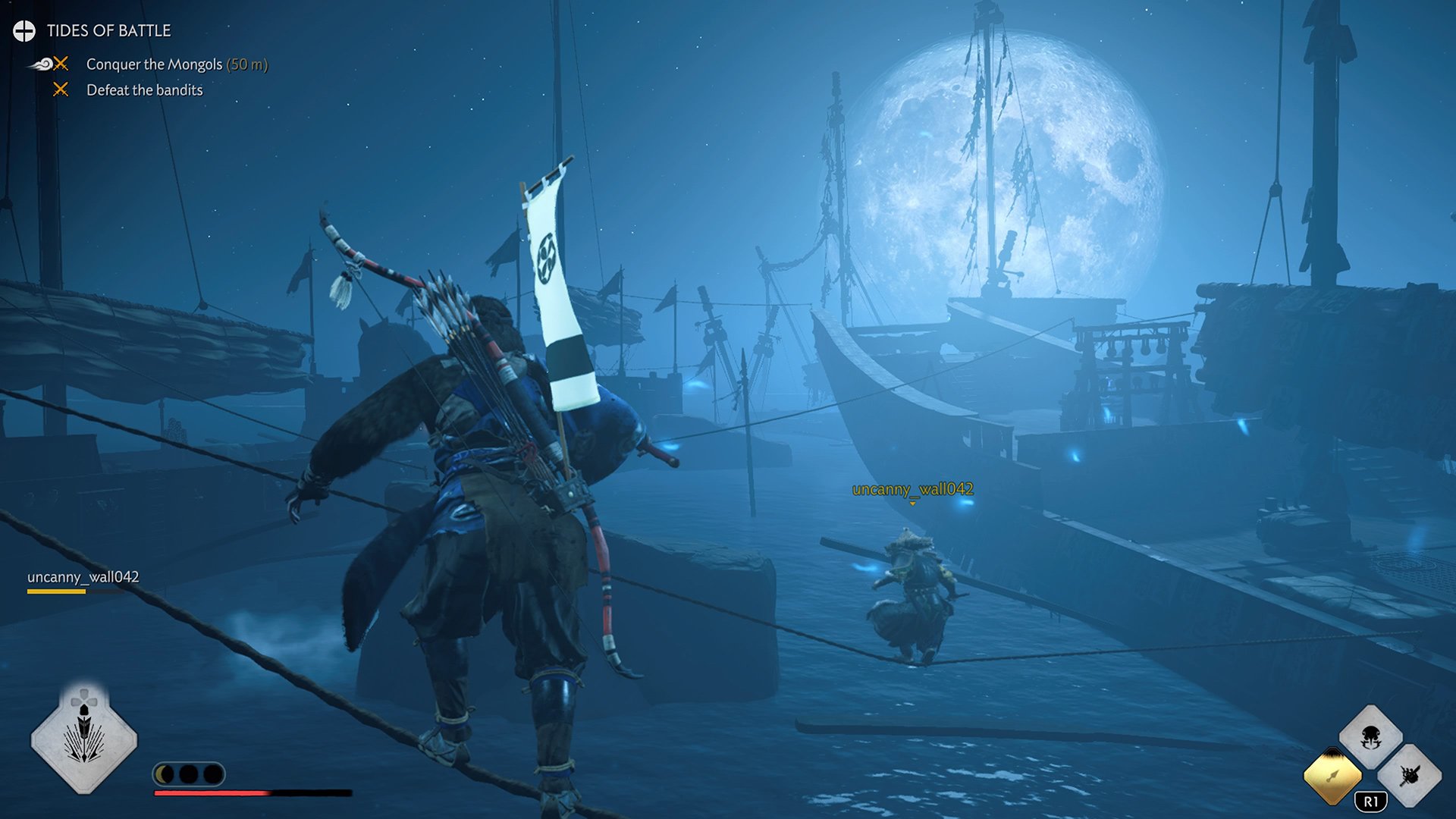 Stealthing under the moonlight across ships