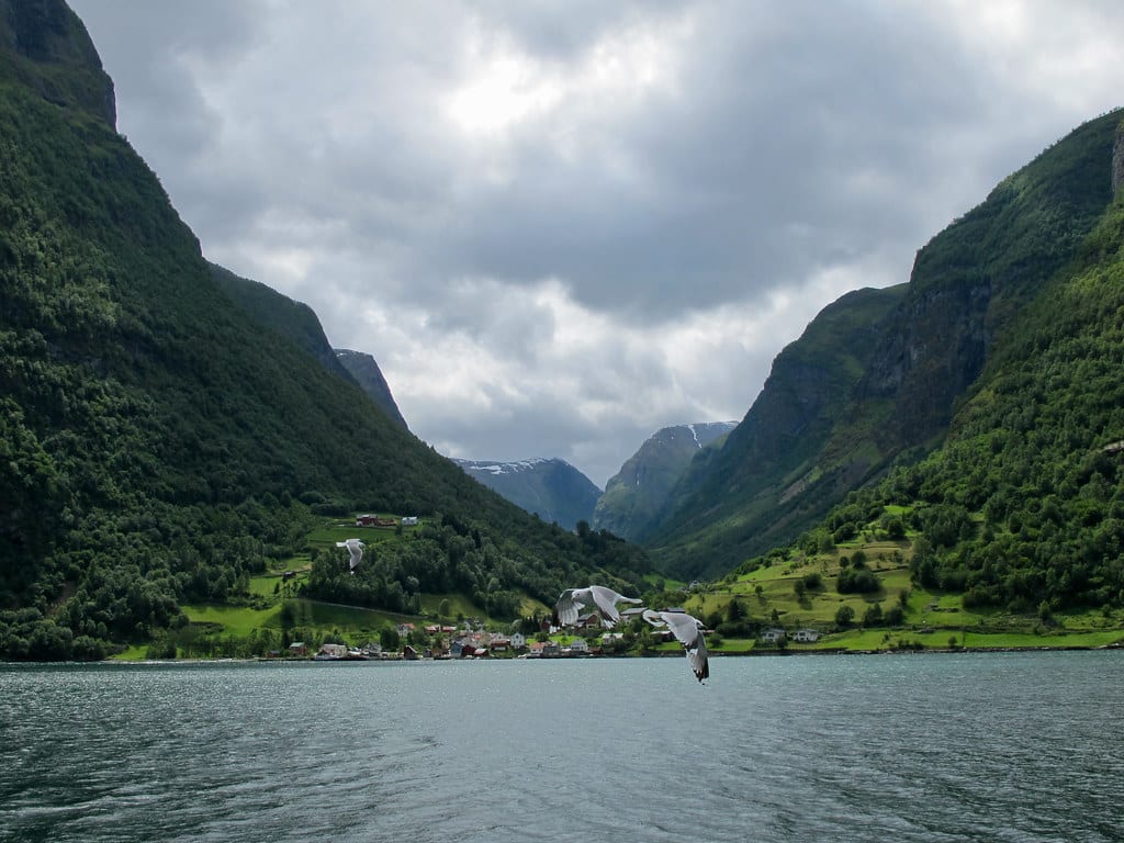 View of the Fjord and Undredal - Aurlandsfjorden, Norway