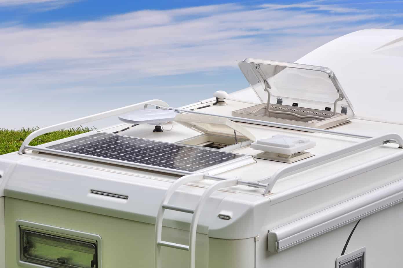 solar panels on an RV roof