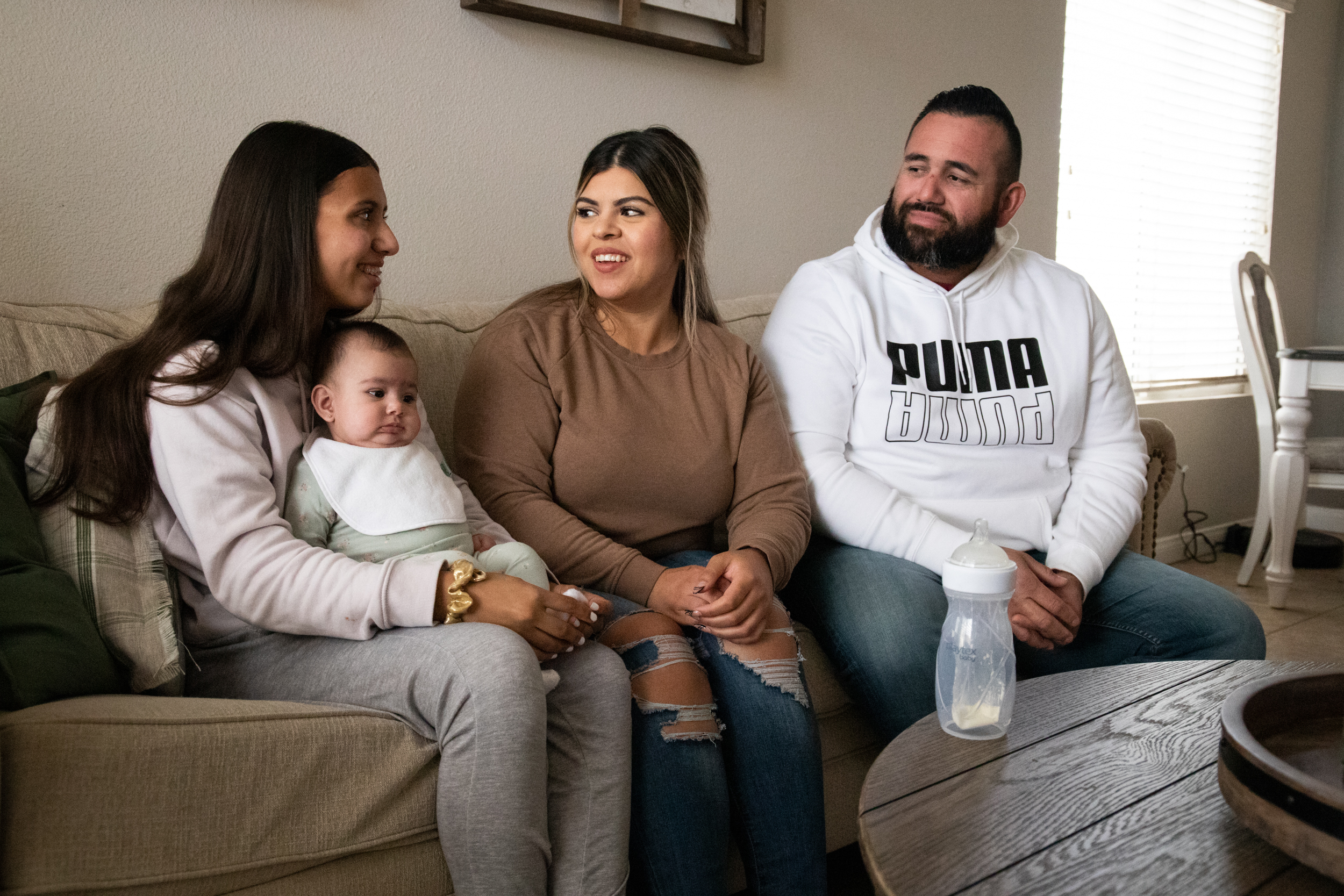 The Lopez-Beltran family moved to the city of Murrieta due to the high cost of living in San Diego. Dohney Castillo (far right) commutes daily to his job at Republic Services in Chula Vista. / Photo by Adriana Heldiz