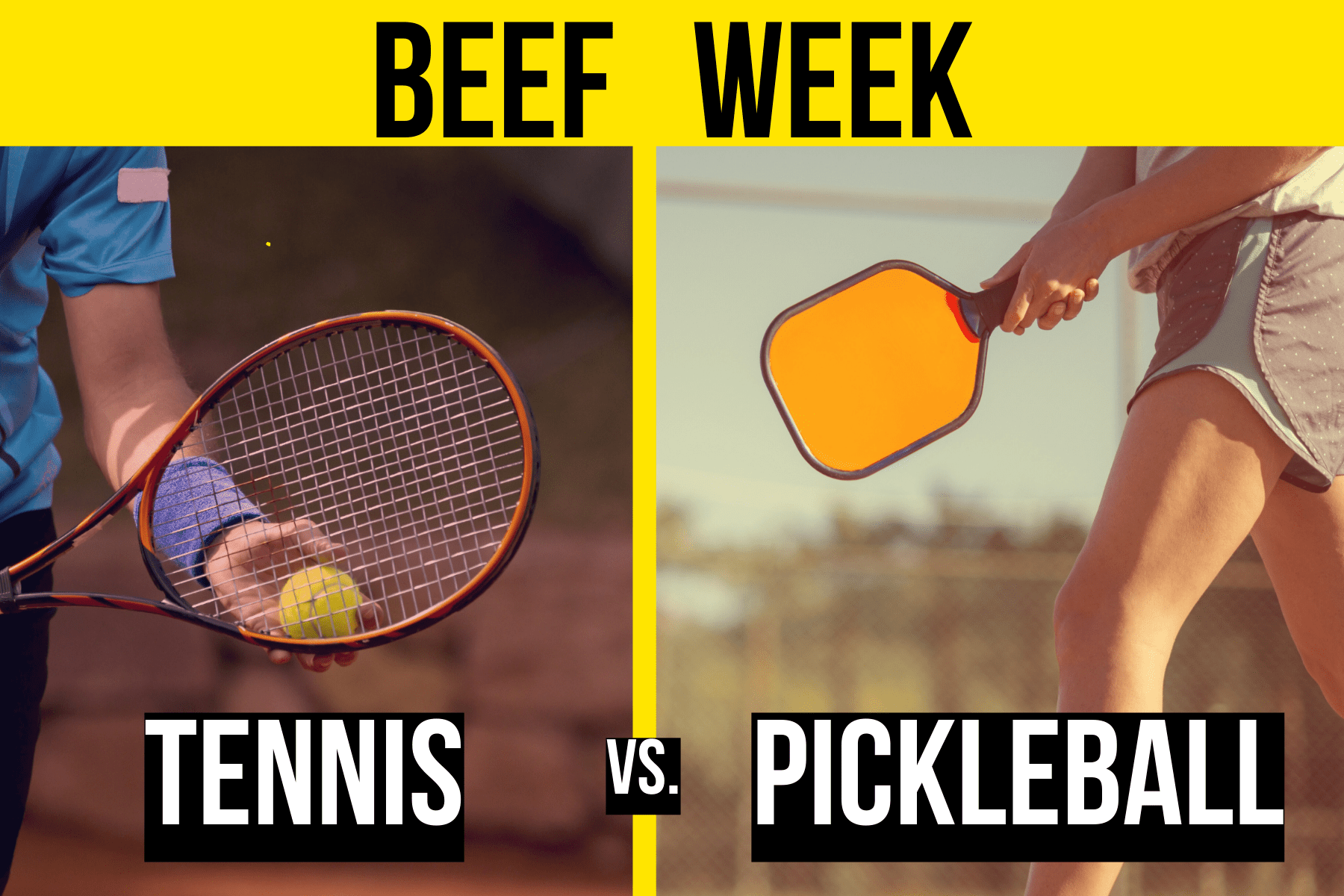 tennis player and pickleballer in side by side images