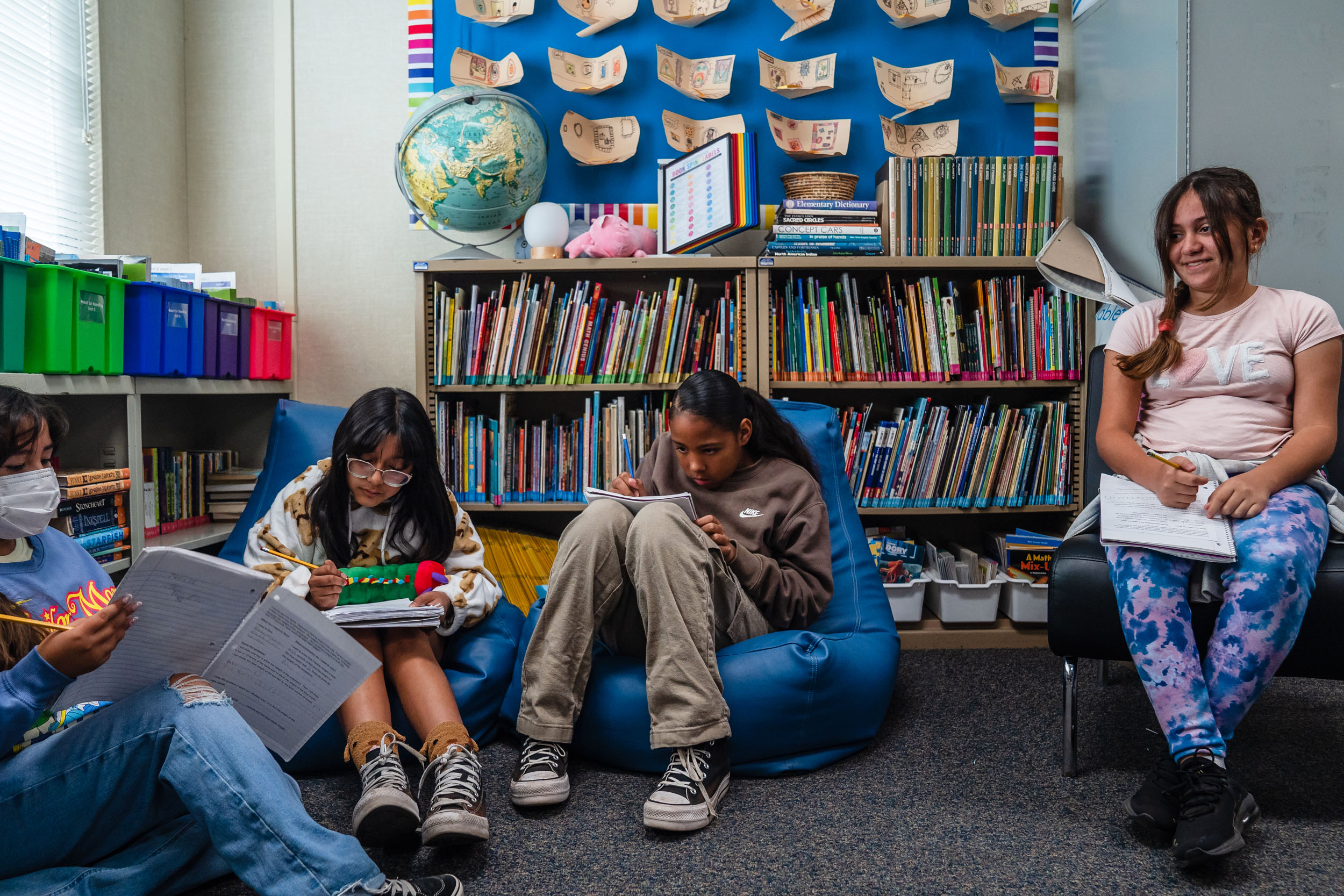 Fifth graders work on a class assignment at Madison Elementary School in El Cajon on Nov. 9, 2023.