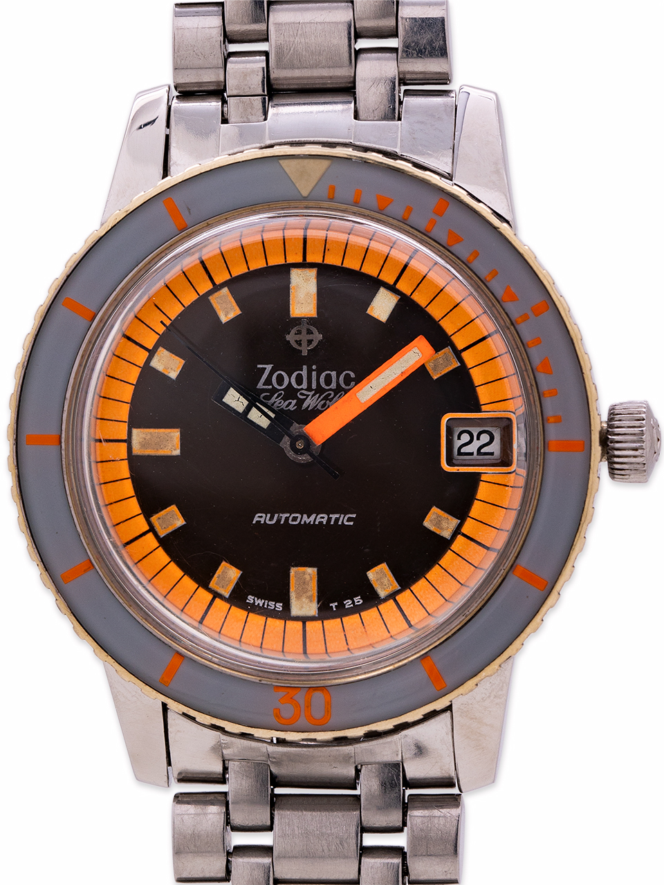Zodiac Sea Wolf Ref 1781w Orange Blaze Tropical Circa 1960 S