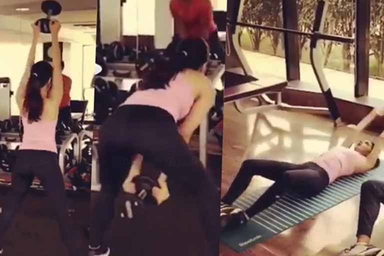Kiara Working out in GYM