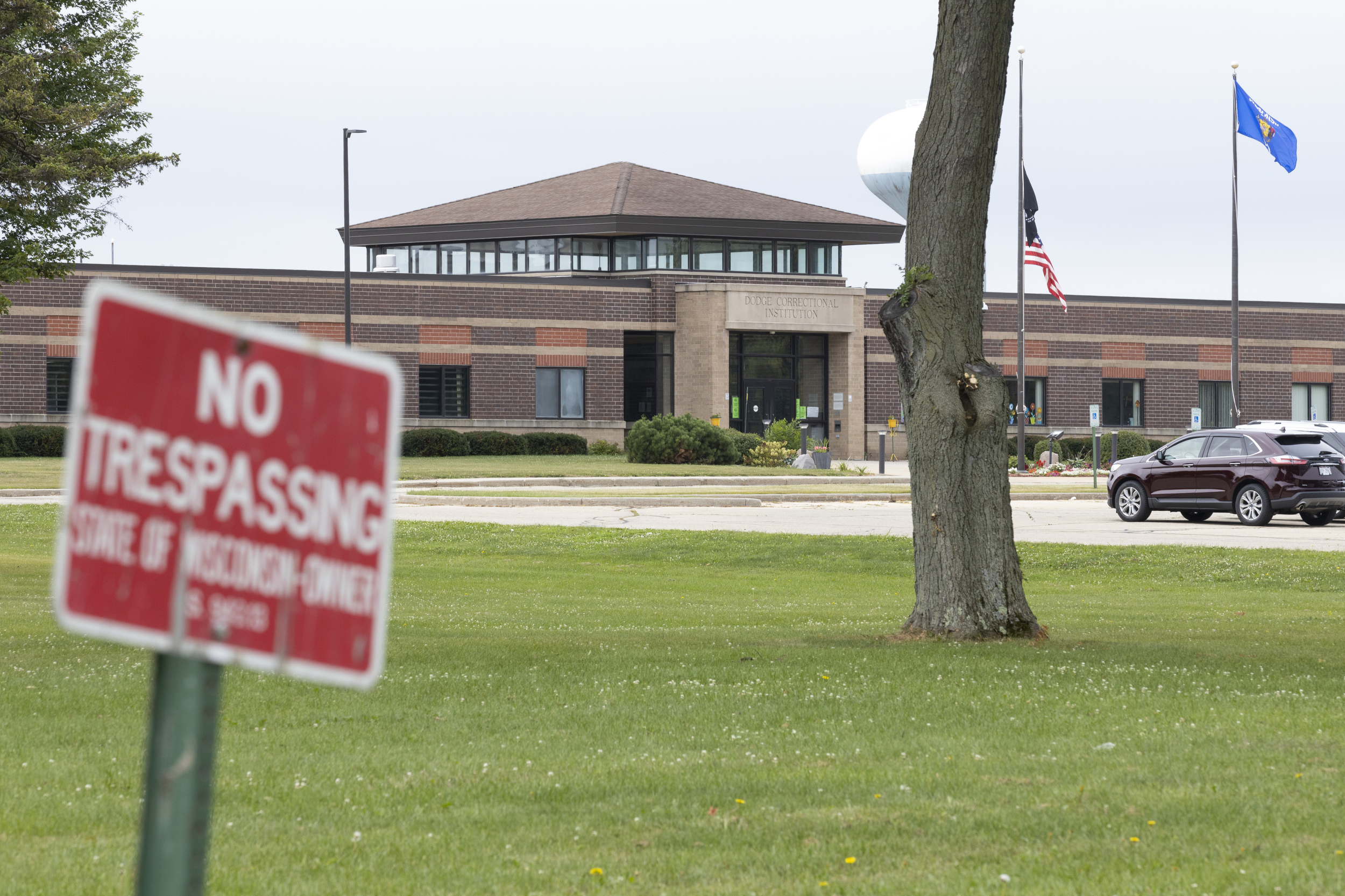 No trespassing sign outside prison