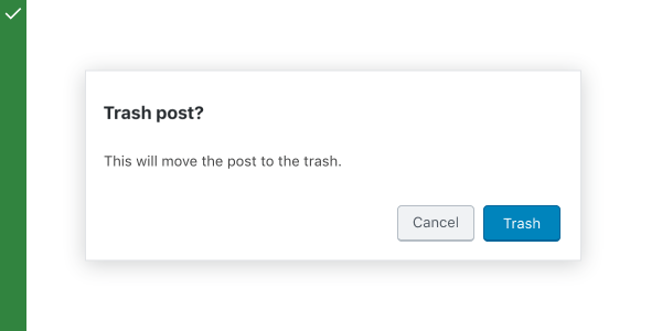 A modal that asks "Trash post?"