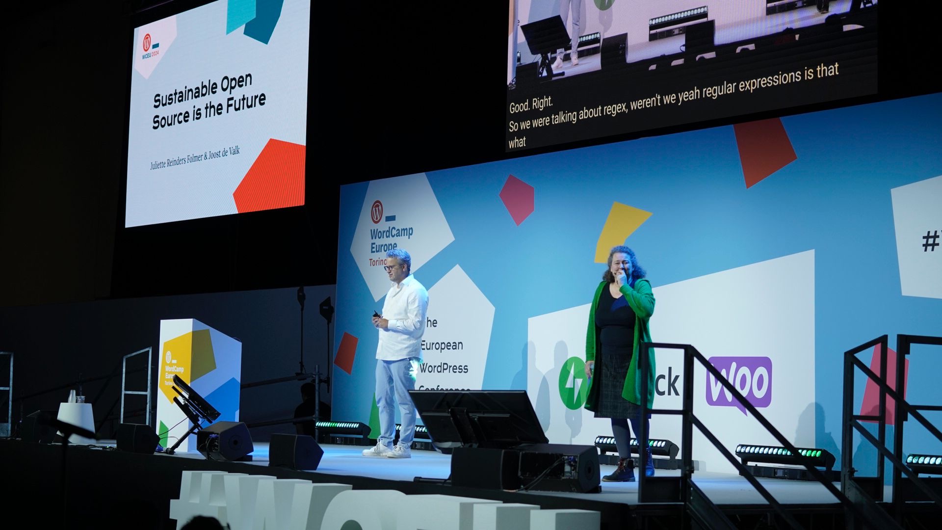 Keynote presenters, Joost de Valk and Juliette Reinders Folmer, on state at WCEU. Photo by Fede Padilla.