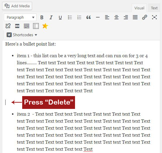 how-to-add-spacing-between-bullet-points-numbered-lists-on-wordpress