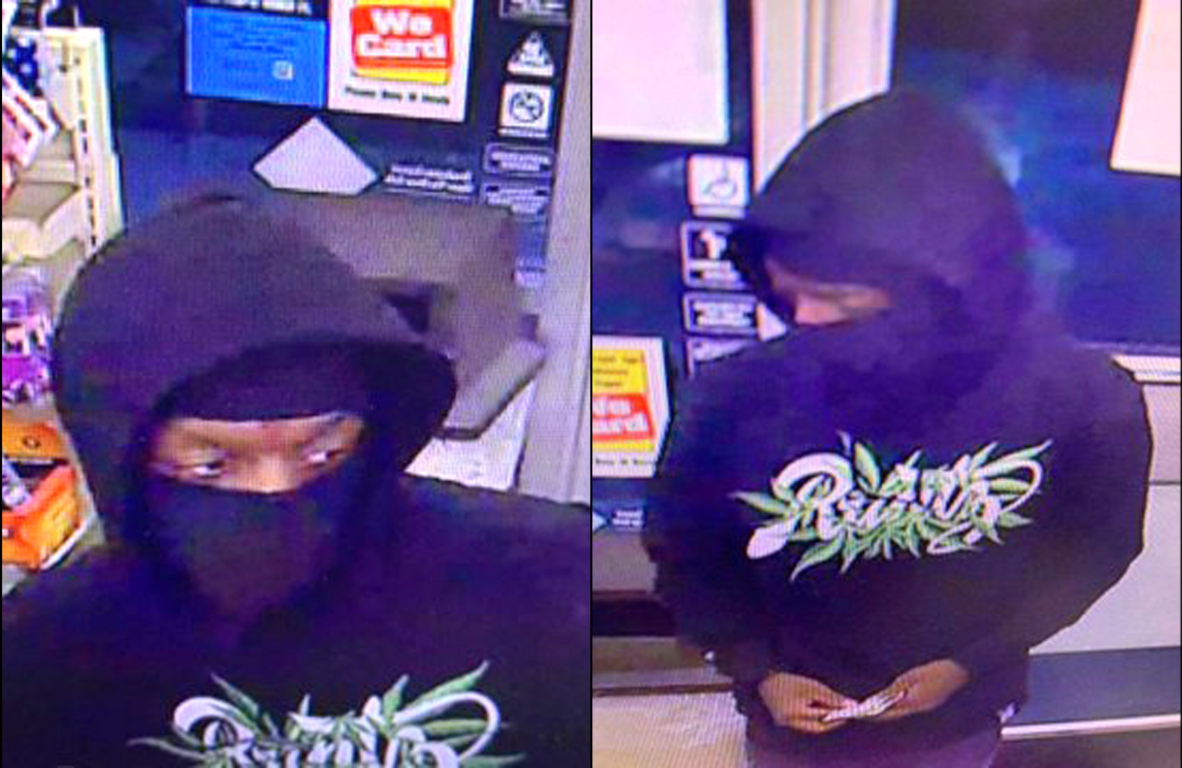 Authorities are seeking a suspect after two people were killed in robberies at 7-Eleven stores in Brea and Santa Ana on Monday, July 11, 2022. Stores were also robbed in La Habra and Riverside. (Photos courtesy Brea Police Dept.)