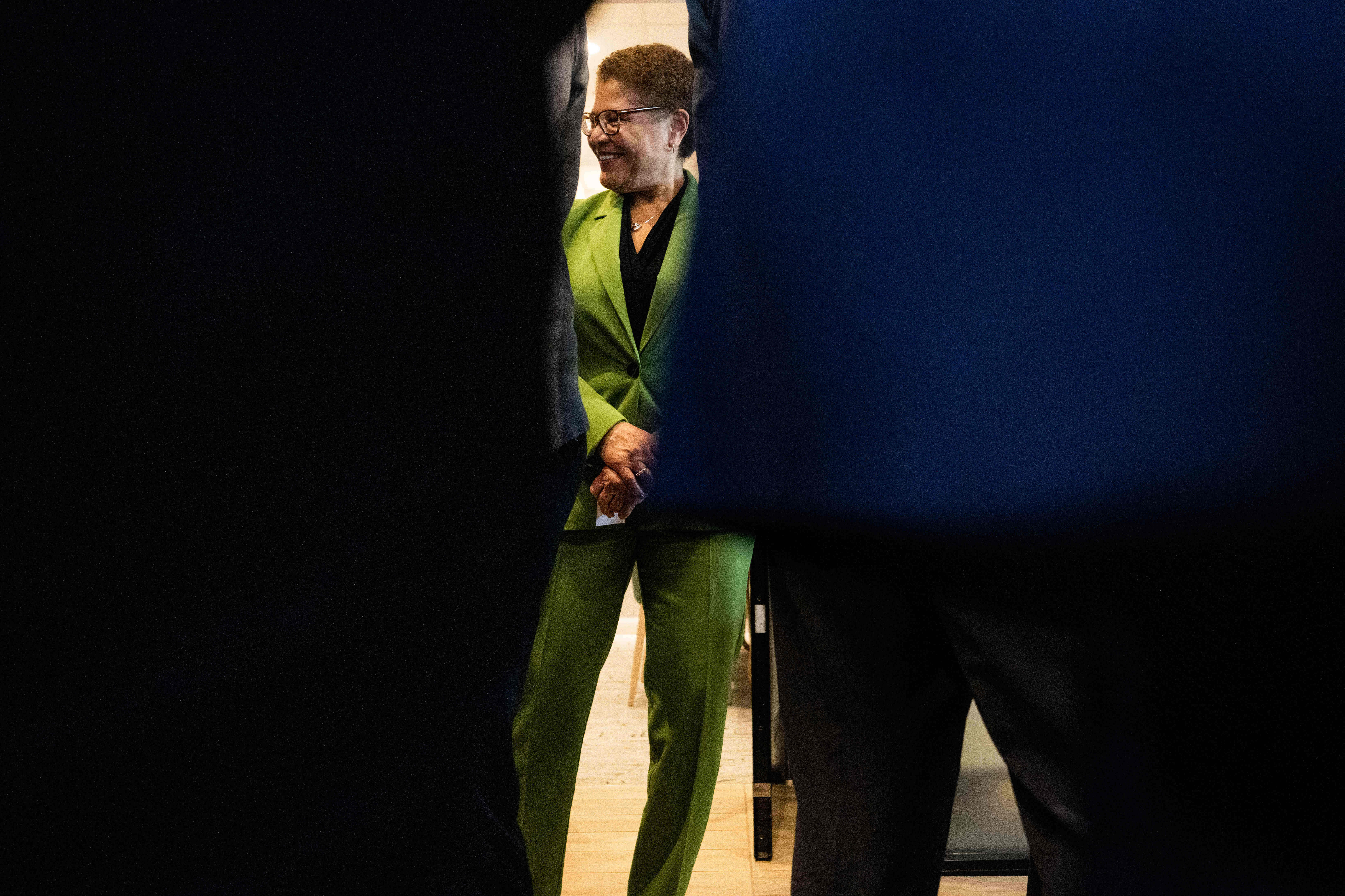 Los Angeles Mayor Karen Bass meets business people at The Valley Economic Alliance summit at CSUN in Northridge on Thursday, January 12, 2023.