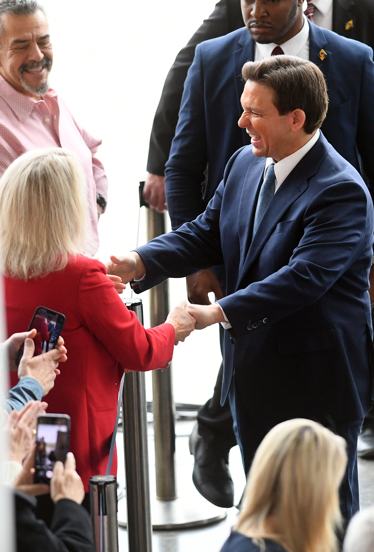 Florida Gov. Ron DeSantis greets audience members following his speech at The Ronald Reagan Presidential Library, March 5, 2023.