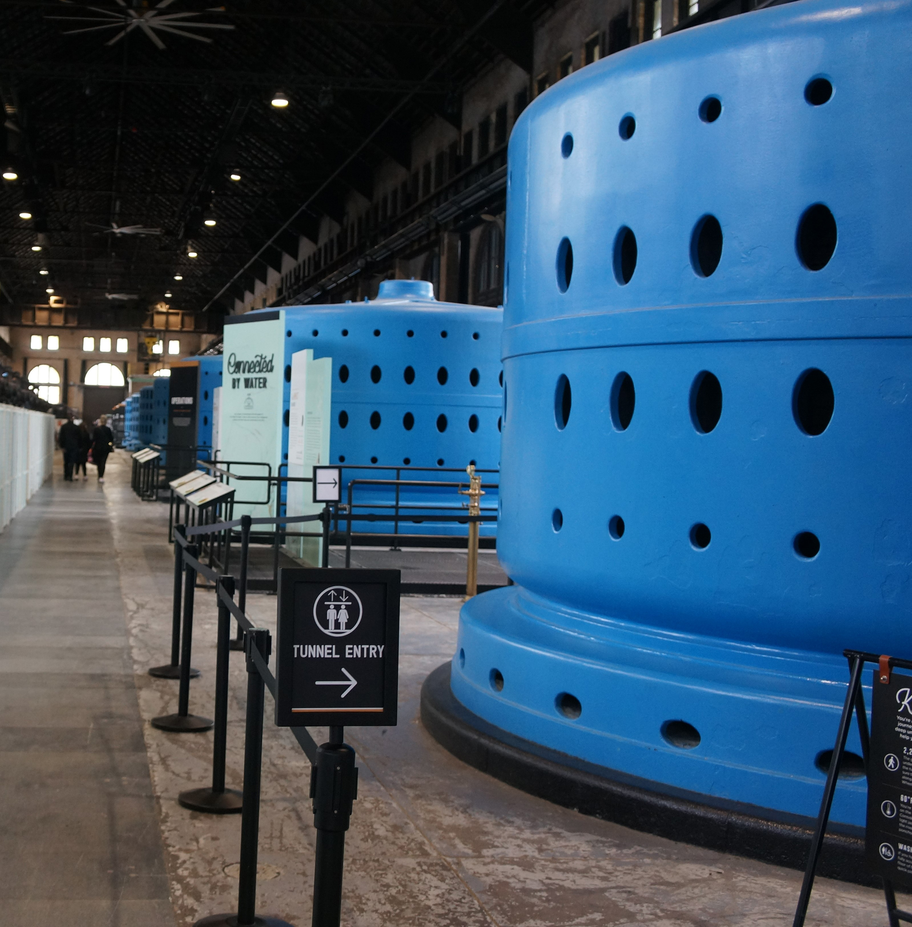 Six huge generators painted bright blue stand out in the plant's main room. The station was finished in 1905 and decommissioned in 2006. (Colleen Thomas/TNS)