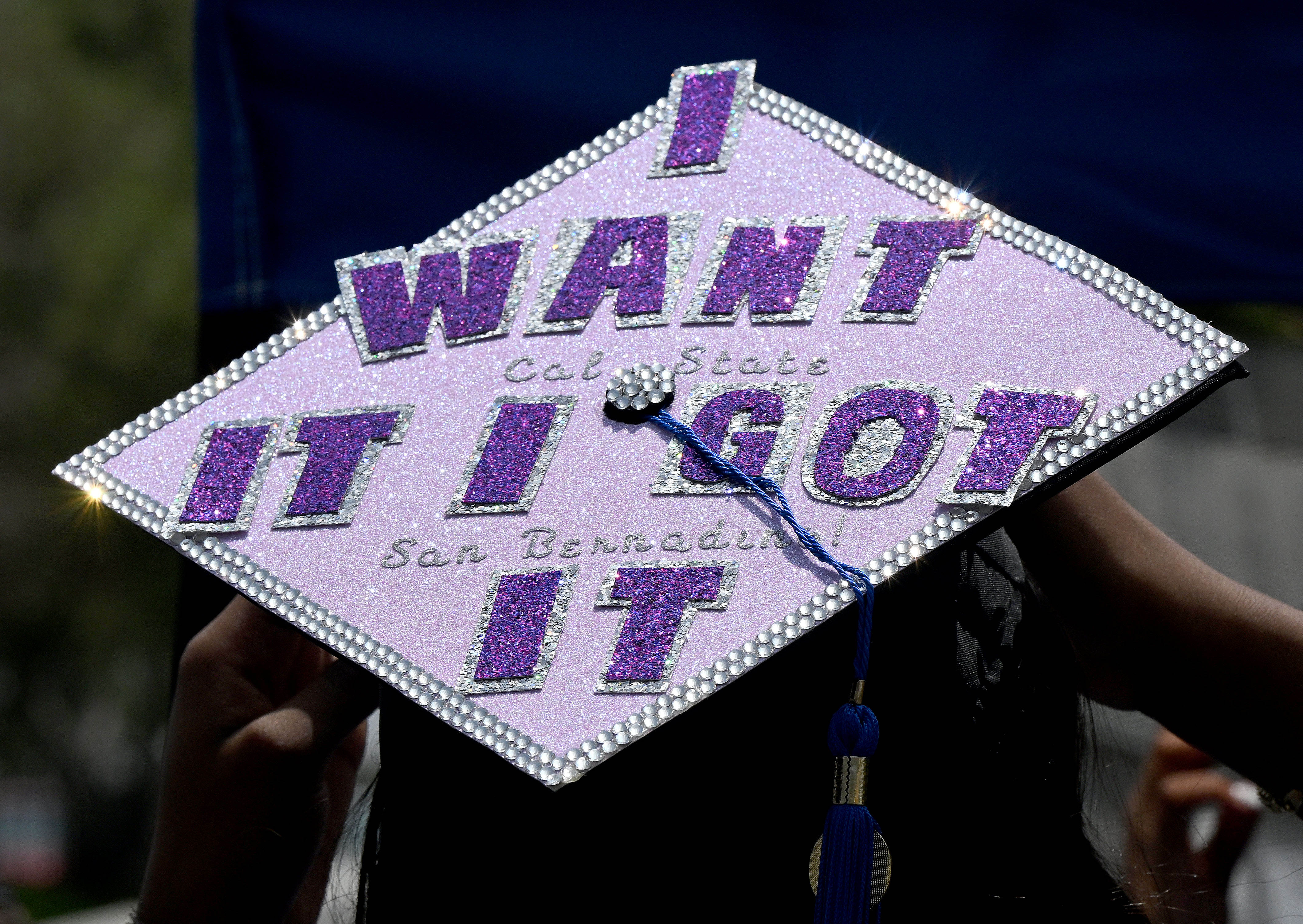 A California State University San Bernardino graduate arrives for the schools Spring 2023 Commencement at Toyota Arena in Ontario on Friday, May. 19, 2023. The commencement was the first of 5 to be held at the arena this weekend by the university. Approximately 3,500 students in all will receive Master and Bachelor of Arts degrees. (Photo by Will Lester, Inland Valley Daily Bulletin/SCNG)