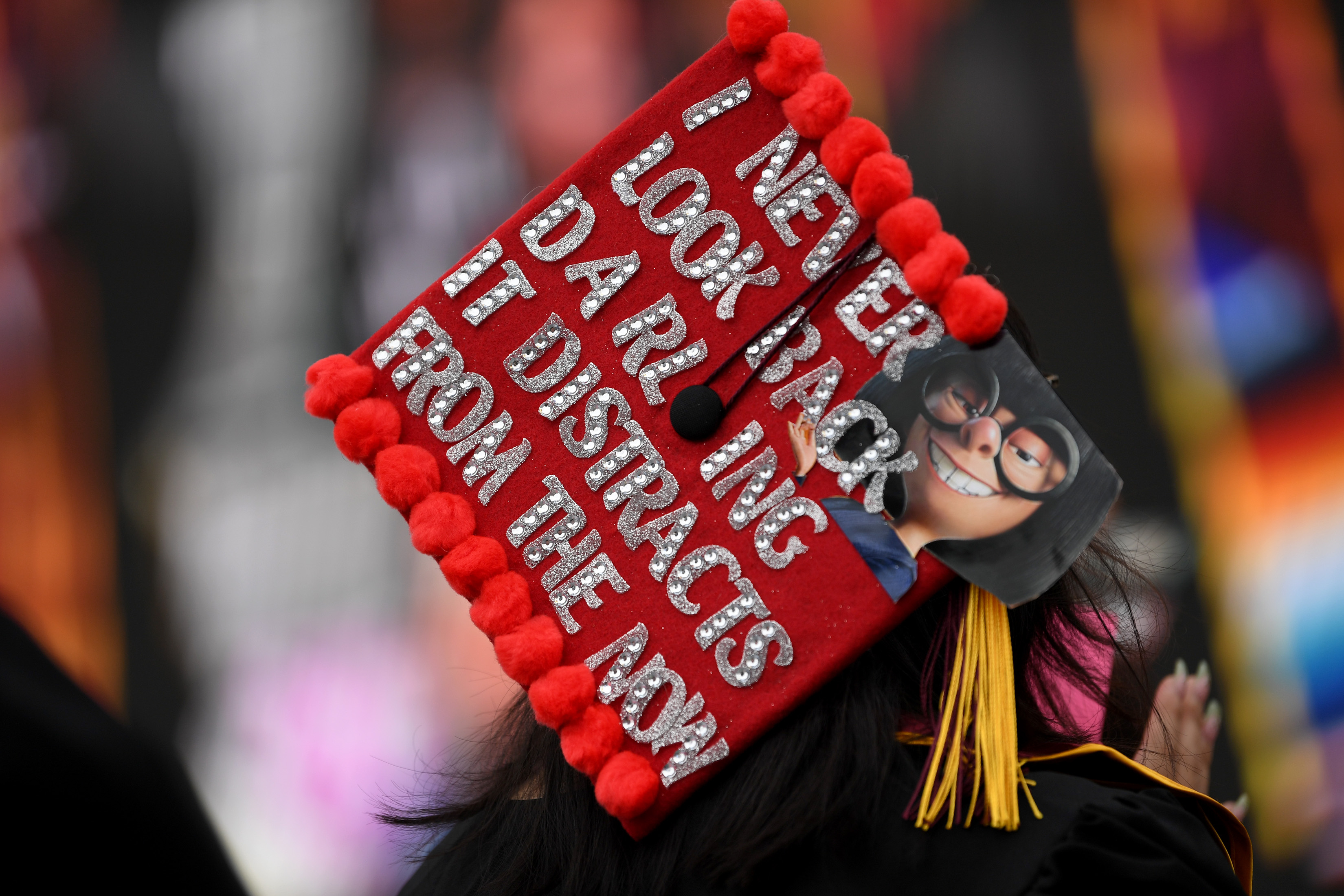 Students and their friends and families attend graduation ceremonies at the College of Arts and Humanities, and the College of Education at the Dignity Sports Health Park Tennis Stadium of Cal State Dominguez Hills on Friday day, May 19, 2023.(Photo by Axel Koester, Contributing Photographer)