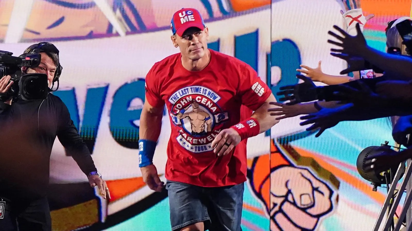 TORONTO, CANADA - JULY 6: John Cena makes his way to the ring during Money in the Bank at Scotiabank Arena on July 6, 2024 in Toronto, Ontario. (Photo by WWE/Getty Images)