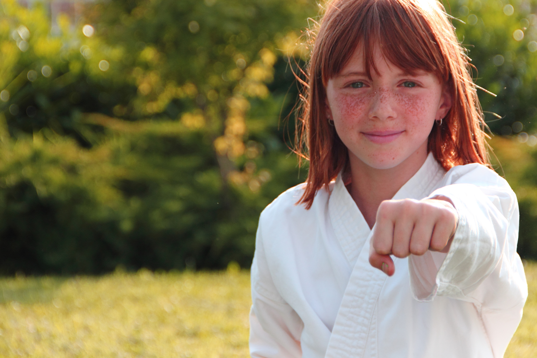 A girl with ADHD practices martial arts such as karate