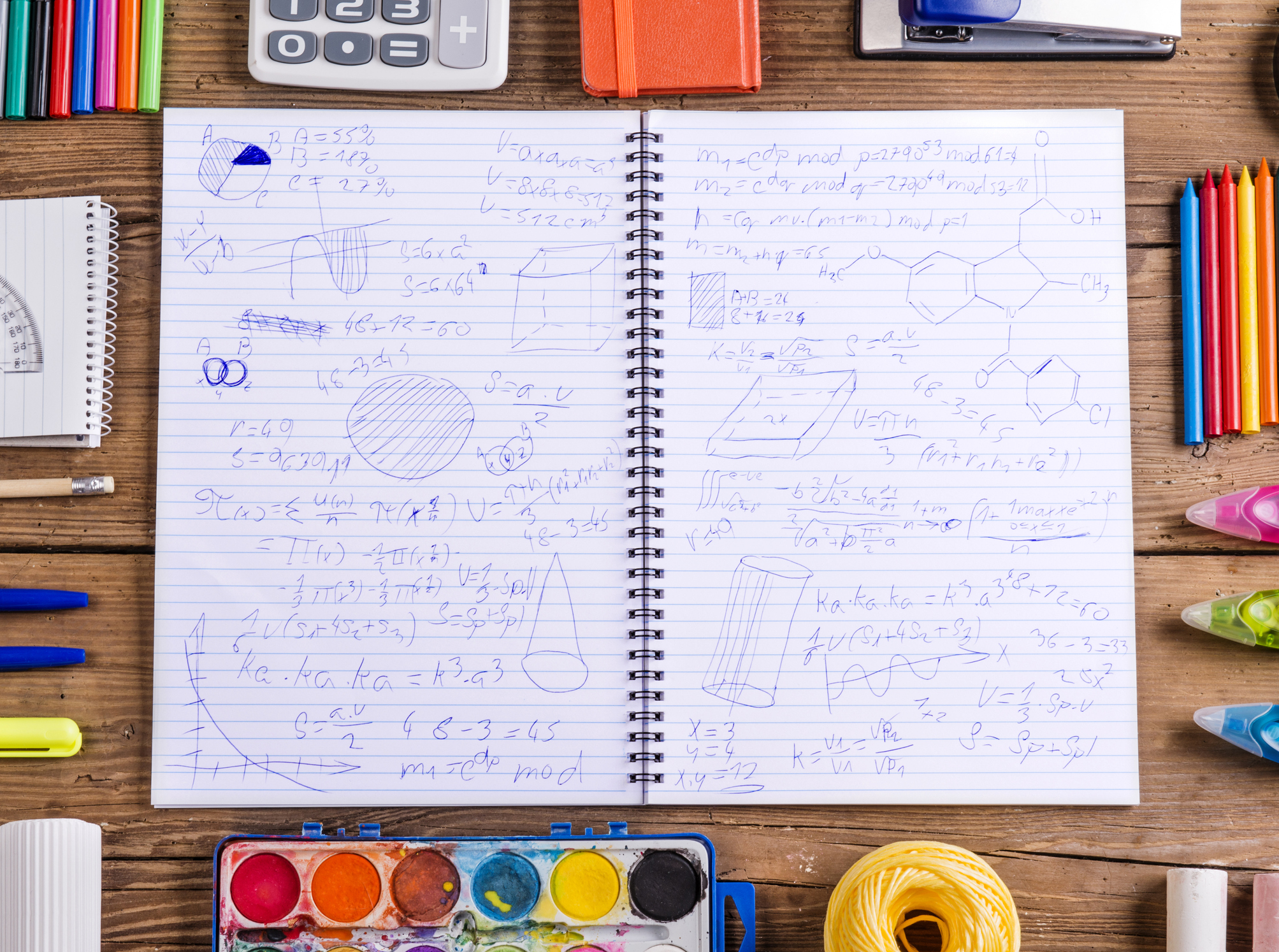 A notebook full of doodles, a fidget a child with ADHD uses to stay focused