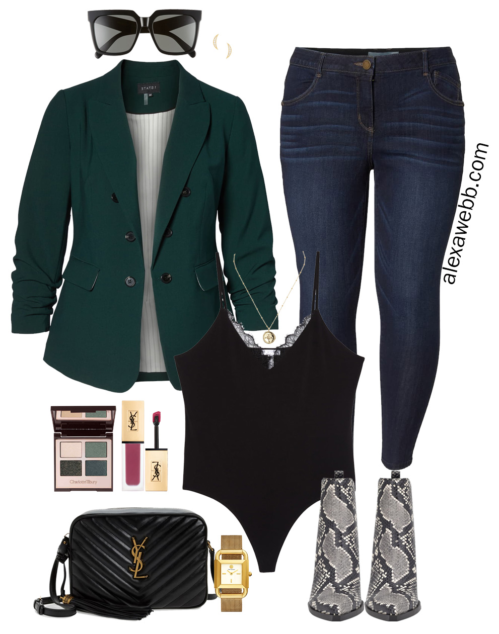 Plus Size Green Blazer Outfit Alexa Webb