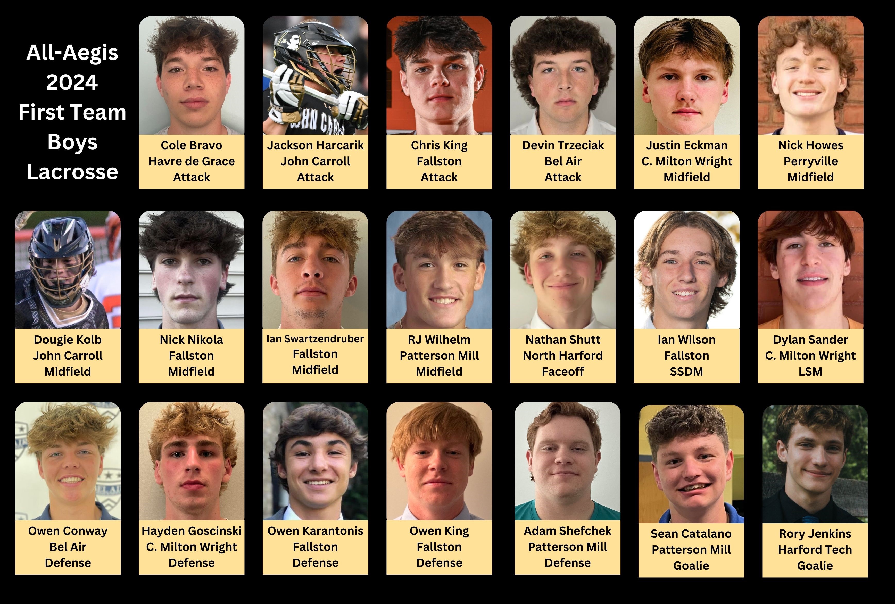 The Aegis 2024 All-Area boys lacrosse team. (Courtesy Photos)