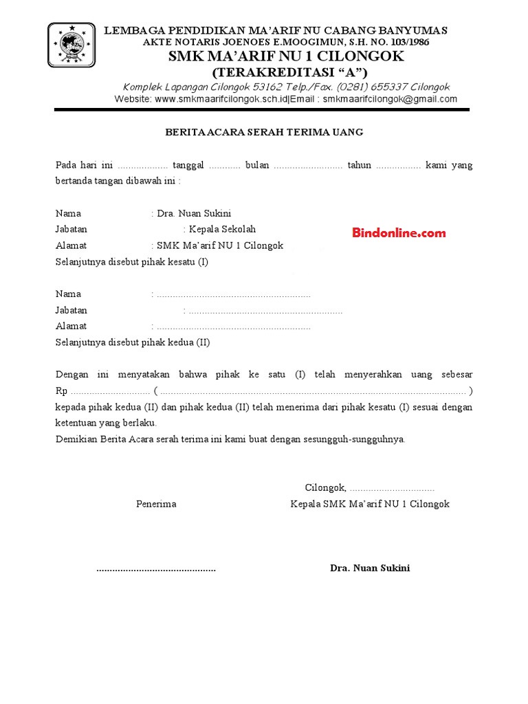15+ Contoh Berita Acara Serah Terima Mobil Rental