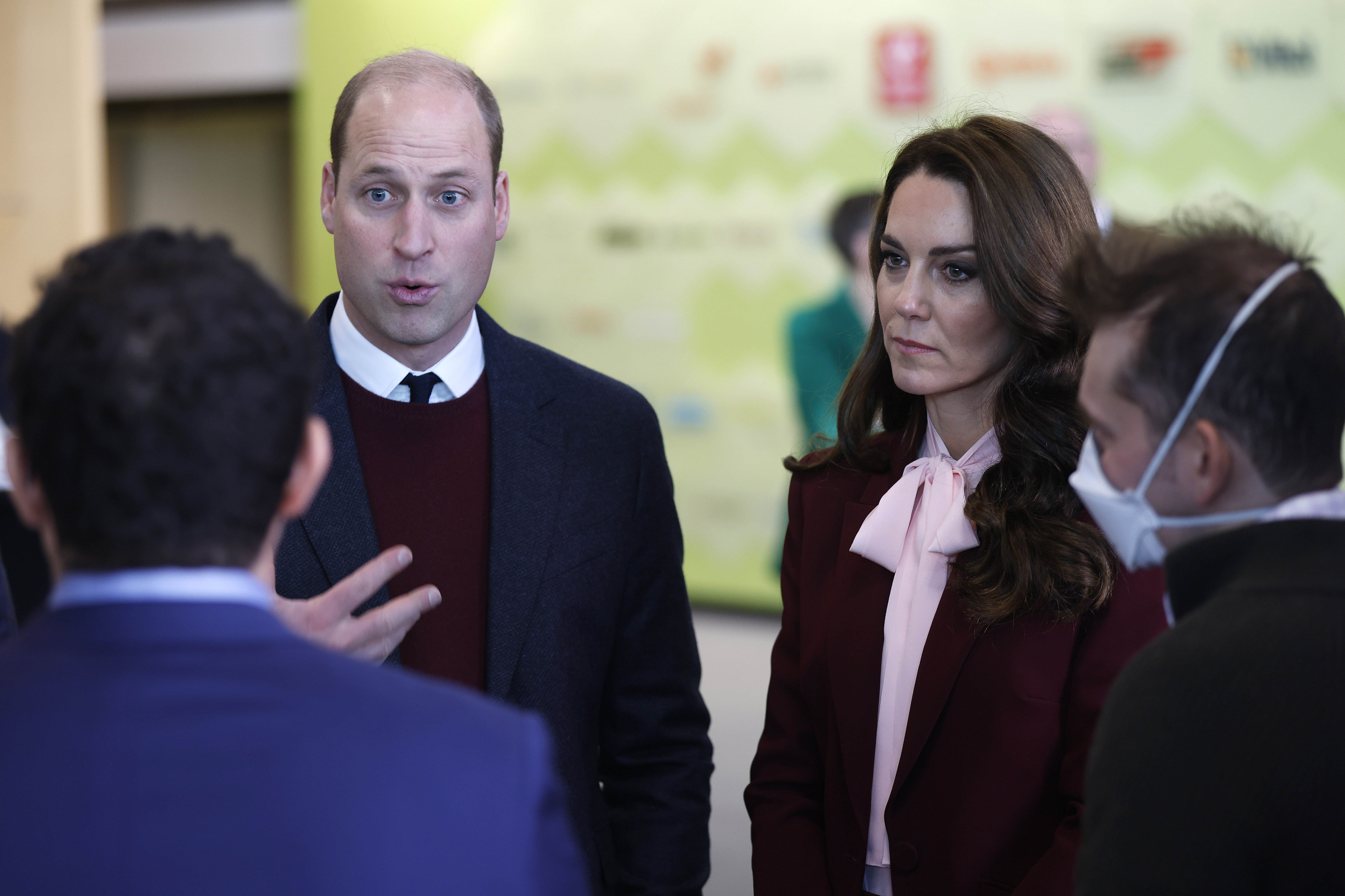 Britain's Prince William and Kate, Princess of Wales speak with startup companies that work at Greentown Labs as they tour the location for a view of green technologies developed in Somerville, Mass. Thursday, Dec. 1 2022. The Prince and Princess of Wales will attend the Earthshot Prize Awards Ceremony in Boston on Friday, according to the Royal Household. (CJ Gunter Pool Photo via AP)