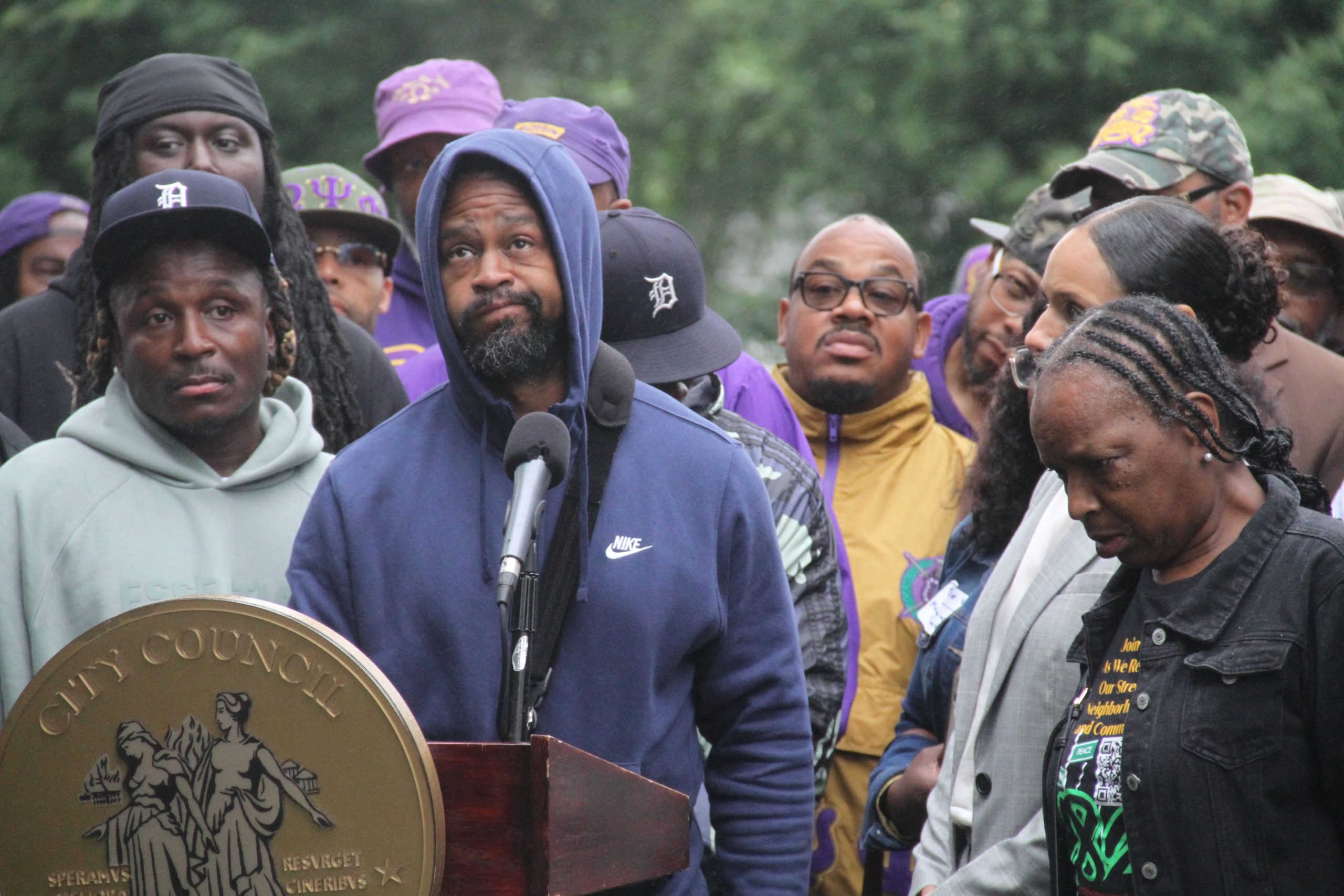 The uncle of a 20-year-old woman killed during a July shooting, gathers this thoughts before asking why police didn’t respond to an out-of-control party sooner during a July 10, 2024 community gathering.