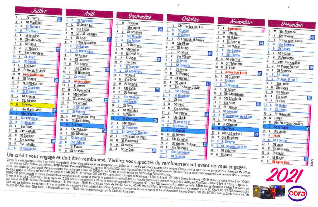 Date Arrete Compote Carte Cora Calendrier