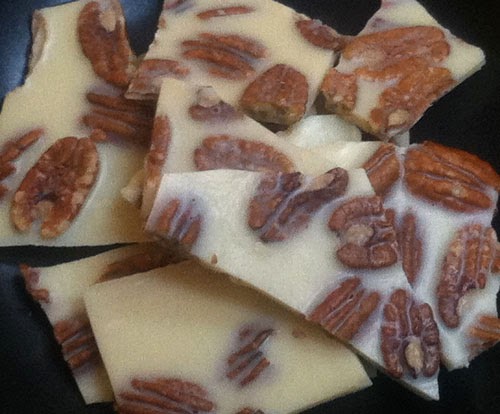 PECAN BARK MADE WITH CACOA BUTTER AND NUT BUTTER