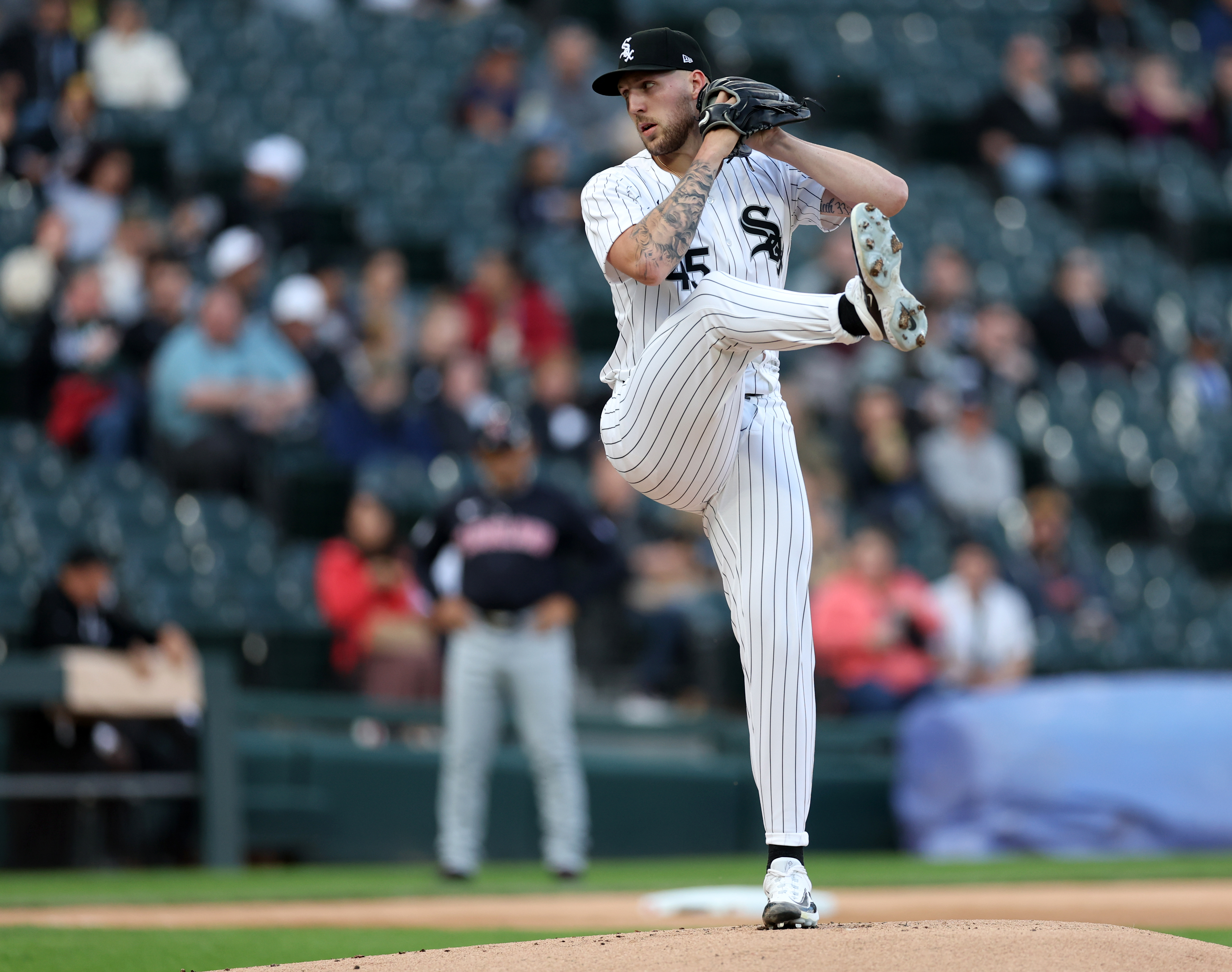 White Sox starter Garrett Crochet delivers to the Guardians on May 10, 2024, at Guaranteed Rate Field. (Chris Sweda/Chicago Tribune)