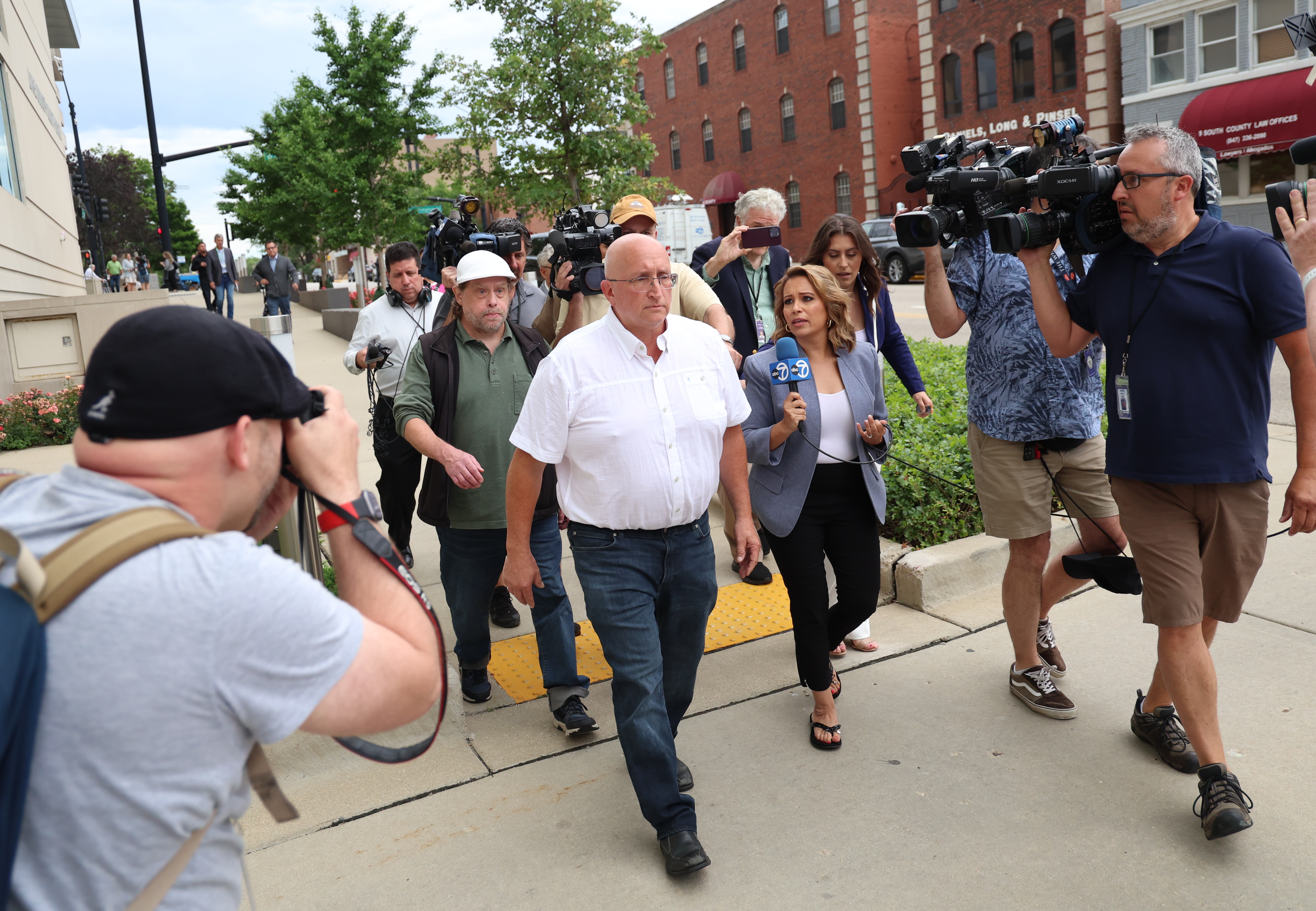 Robert Crimo Jr, the father of Robert Crimo III, leaves the Lake County courthouse following Wednesday's hearing in Waukegan. Crimo III rejected a negotiated plea that would have resulted in a sentence of natural life in prison. (Stacey Wescott/Chicago Tribune)