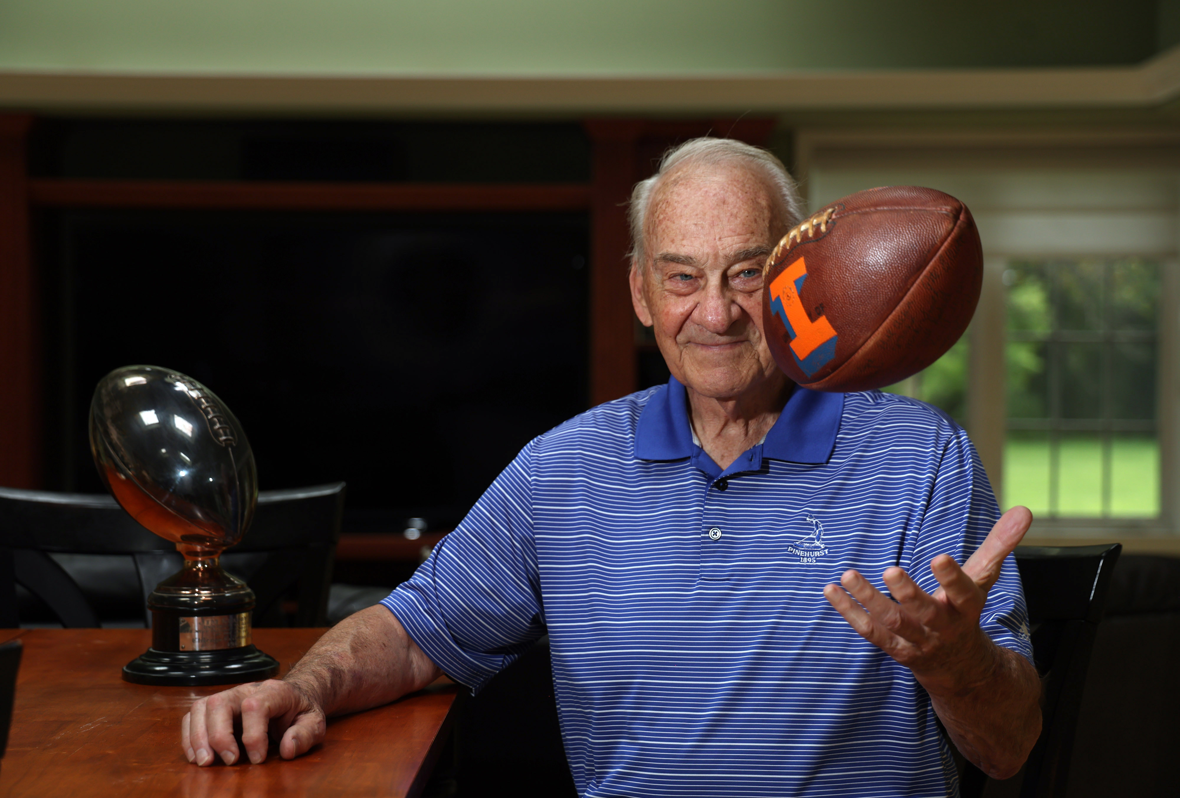 Former Illinois running back Jim Grabowski at his home on July 9, 2024. (Stacey Wescott/Chicago Tribune)