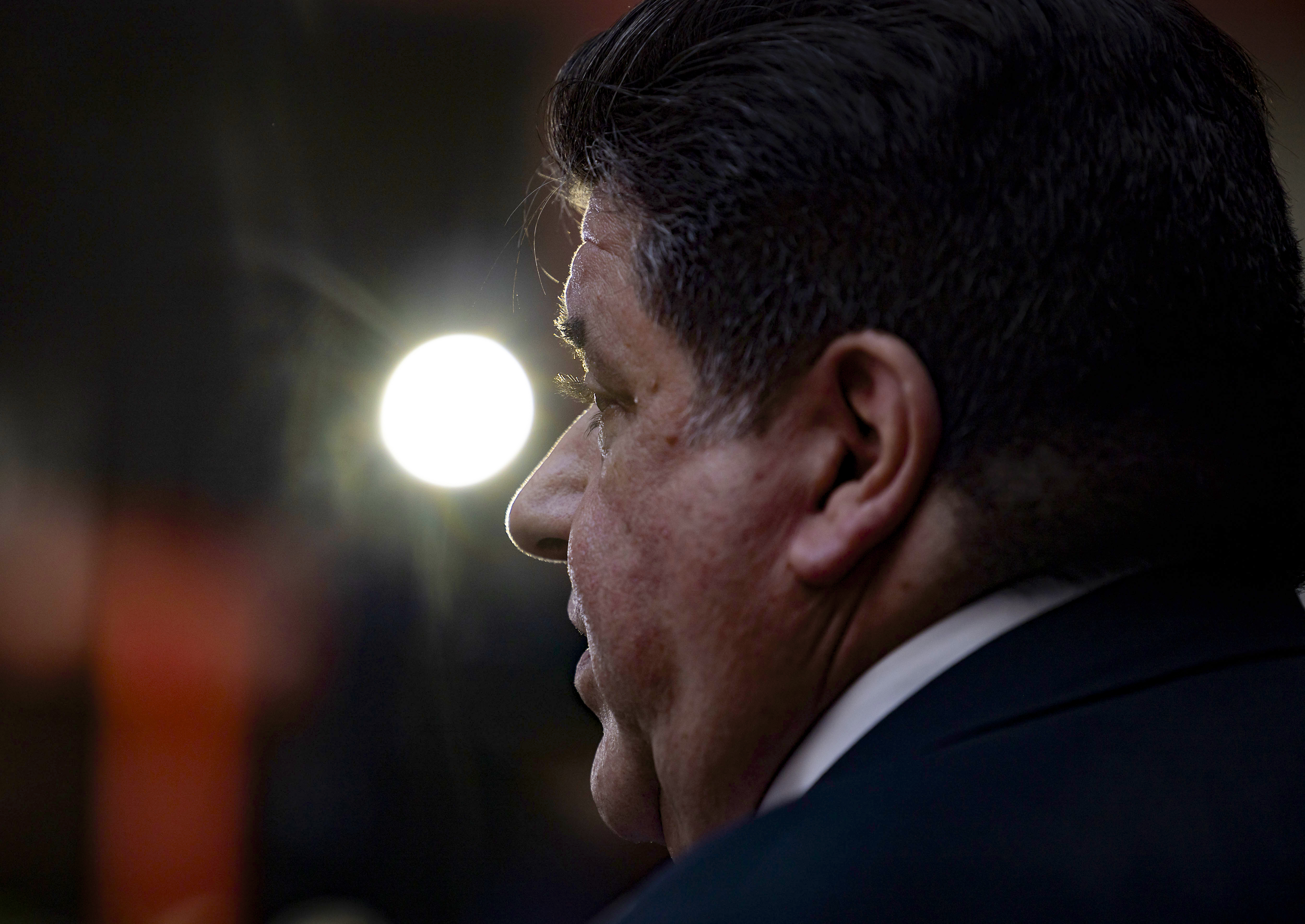 Gov. JB Pritzker answers questions on May 6, 2024, at an event at the Thompson Center in Chicago. (Brian Cassella/Chicago Tribune)