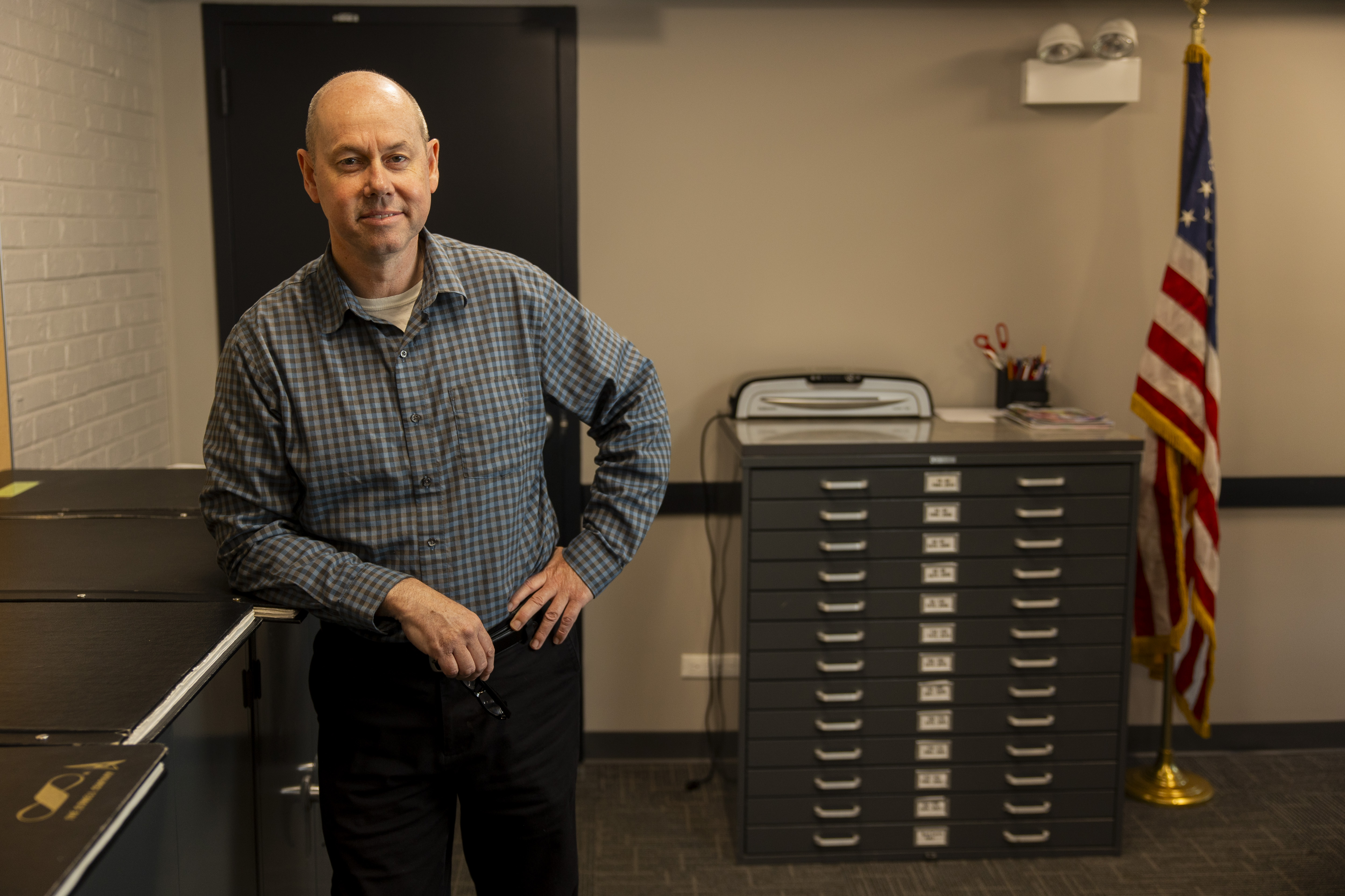 Pat Hynes, a former employee of the Cook County Assessor, and current Lyons Township Assessor, poses for a portrait on May 30, 2024, at the Assessor's Office in Lyons, Illinois. (Vincent Alban/Chicago Tribune)