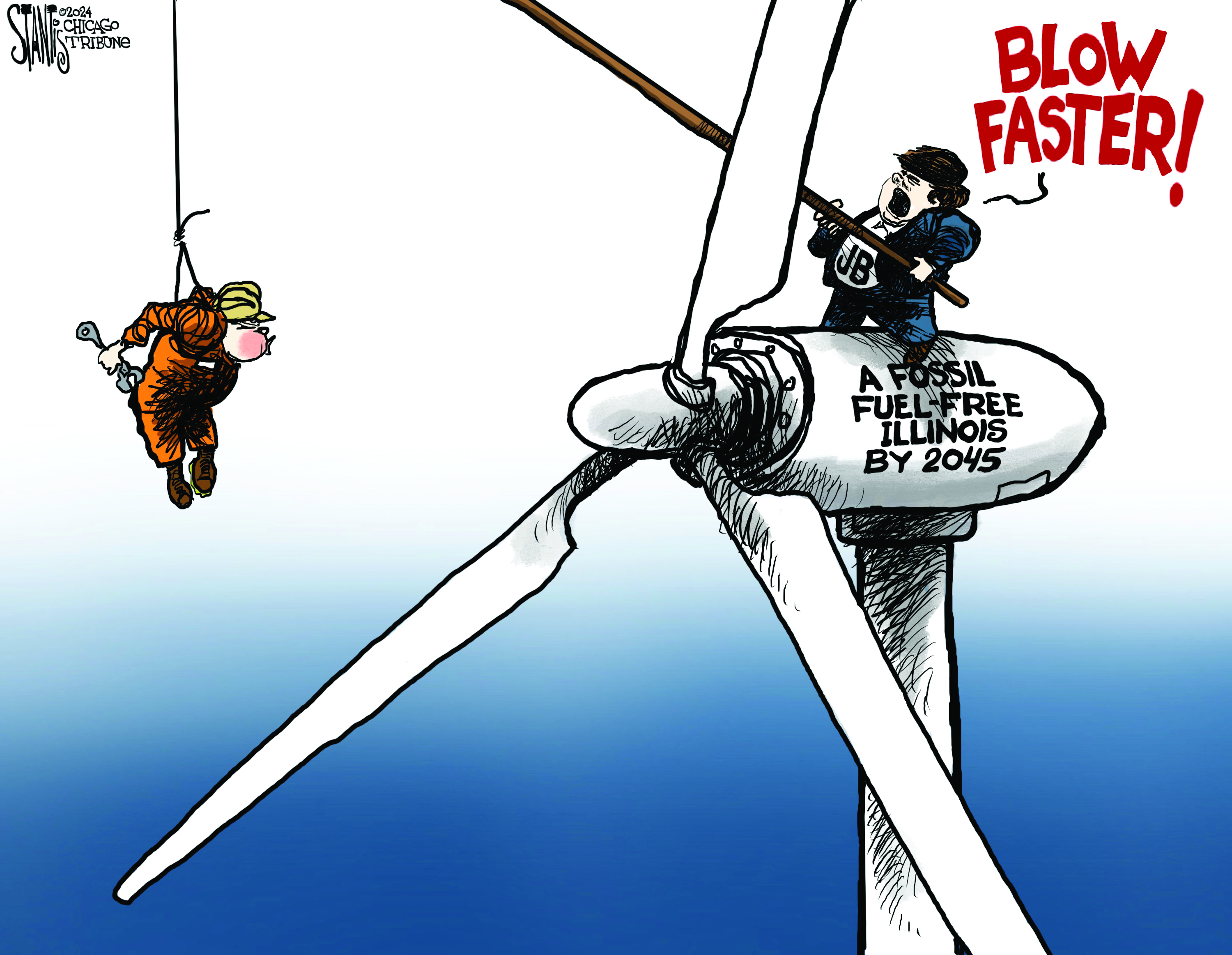 Editorial cartoonist Scott Stantis on Gov. JB Pritzker and energy shortages for Wed, Sept 17, 2024. (Scott Stantis/For the Chicago Tribune)