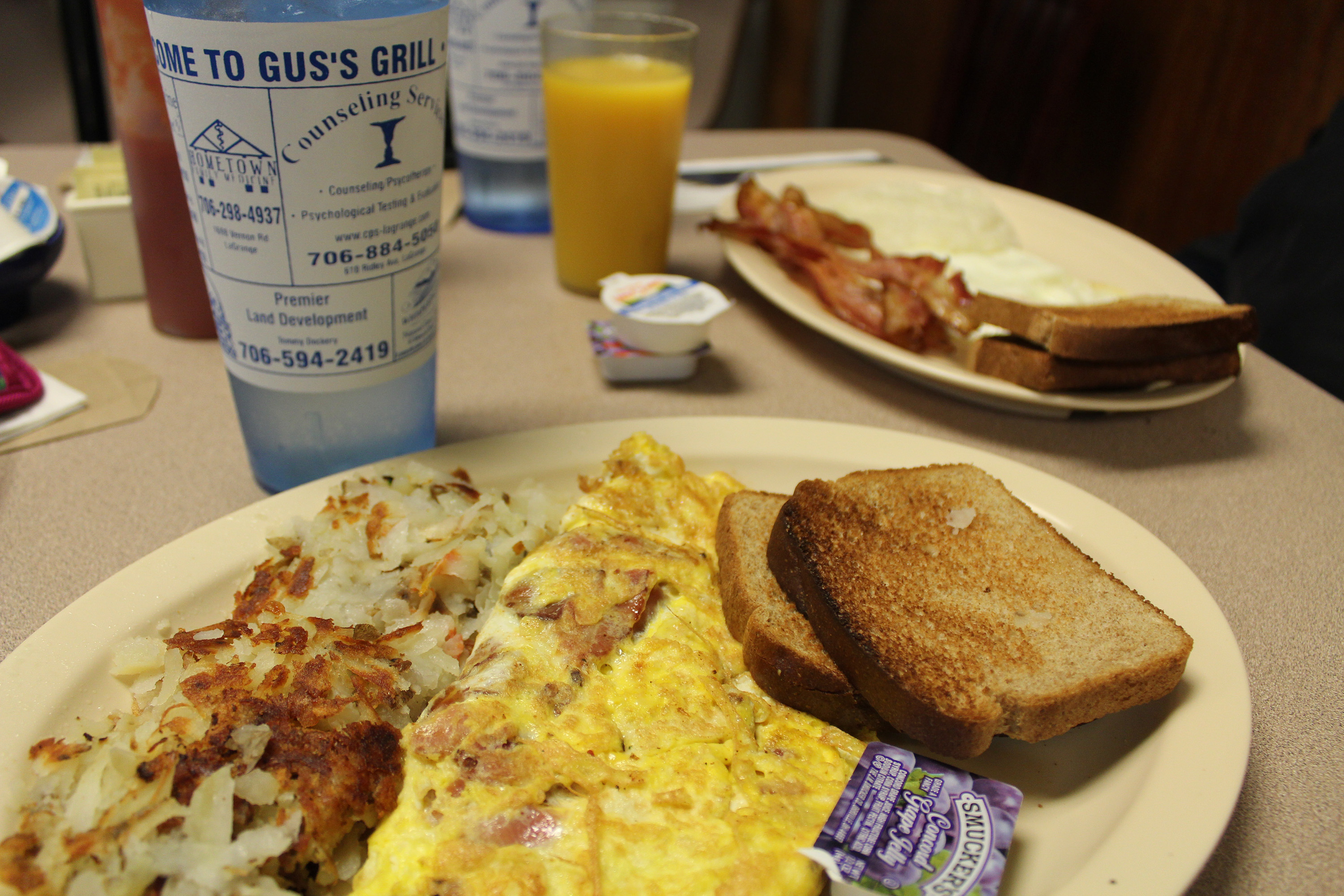 Gus's Grill in downtown LaGrange is known for its generous portions of great food. Breakfast offerings include omelets, skillets and biscuits. (Mary Ann Anderson/TNS)