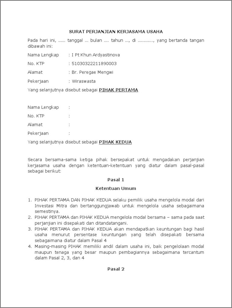 Contoh Surat Perjanjian Pembagian Saham Perusahaan Surat Permohonan Desain Contoh Surat Otosection 