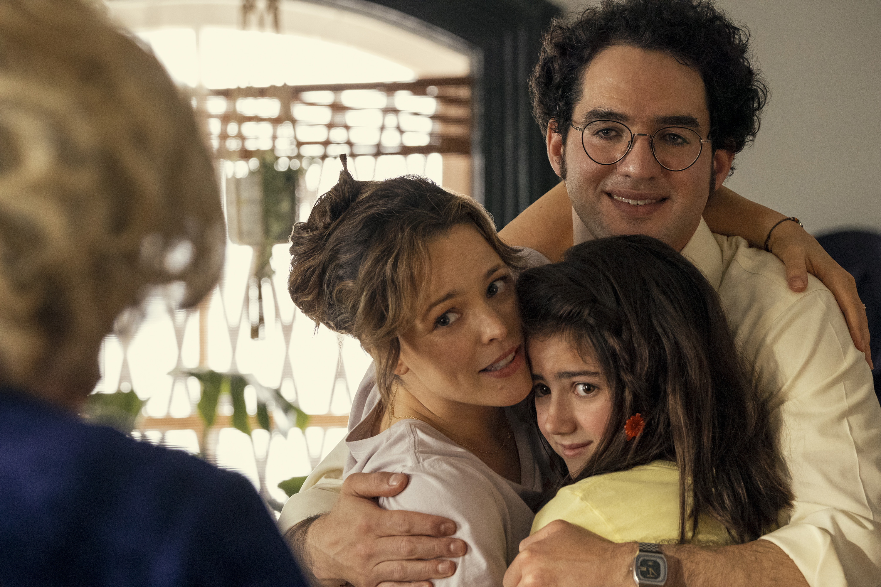 Rachel McAdams, left, Abby Ryder Fortson and Benny Safdie in "Are You There God? It's Me, Margaret." (Dana Hawley/Lionsgate/TNS)