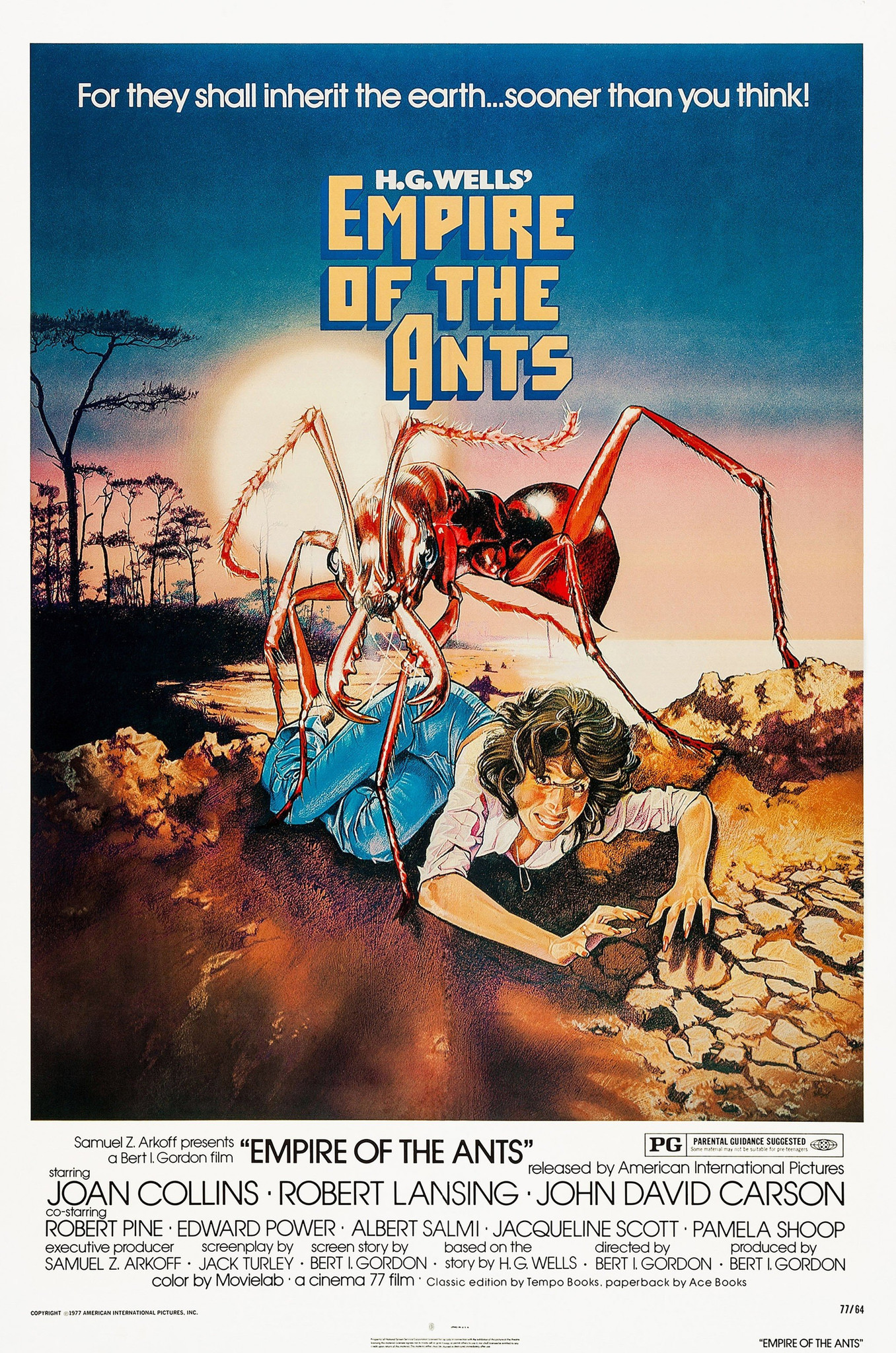 "Empire Of The Ants," by actor and filmmaker Bert I. Gordon. Poster art with Joan Collins, 1977. (LMPC via Getty Images/TNS)