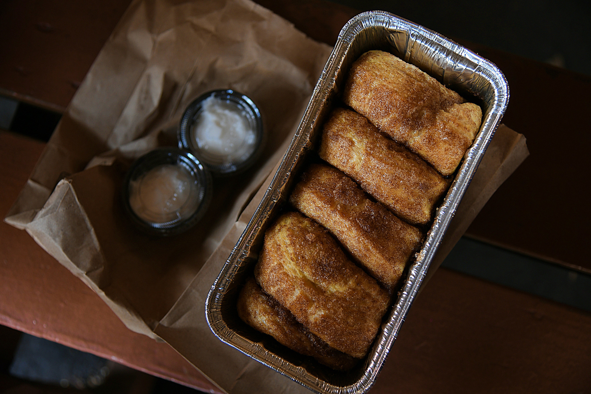 Grist Mill cinnamon bread is made inside a working 1982 grist mill at Dollywood, in Pigeon Forge, Tennessee, Saturday, March 11, 2023. (Linze Rice/for the Chicago Tribune)