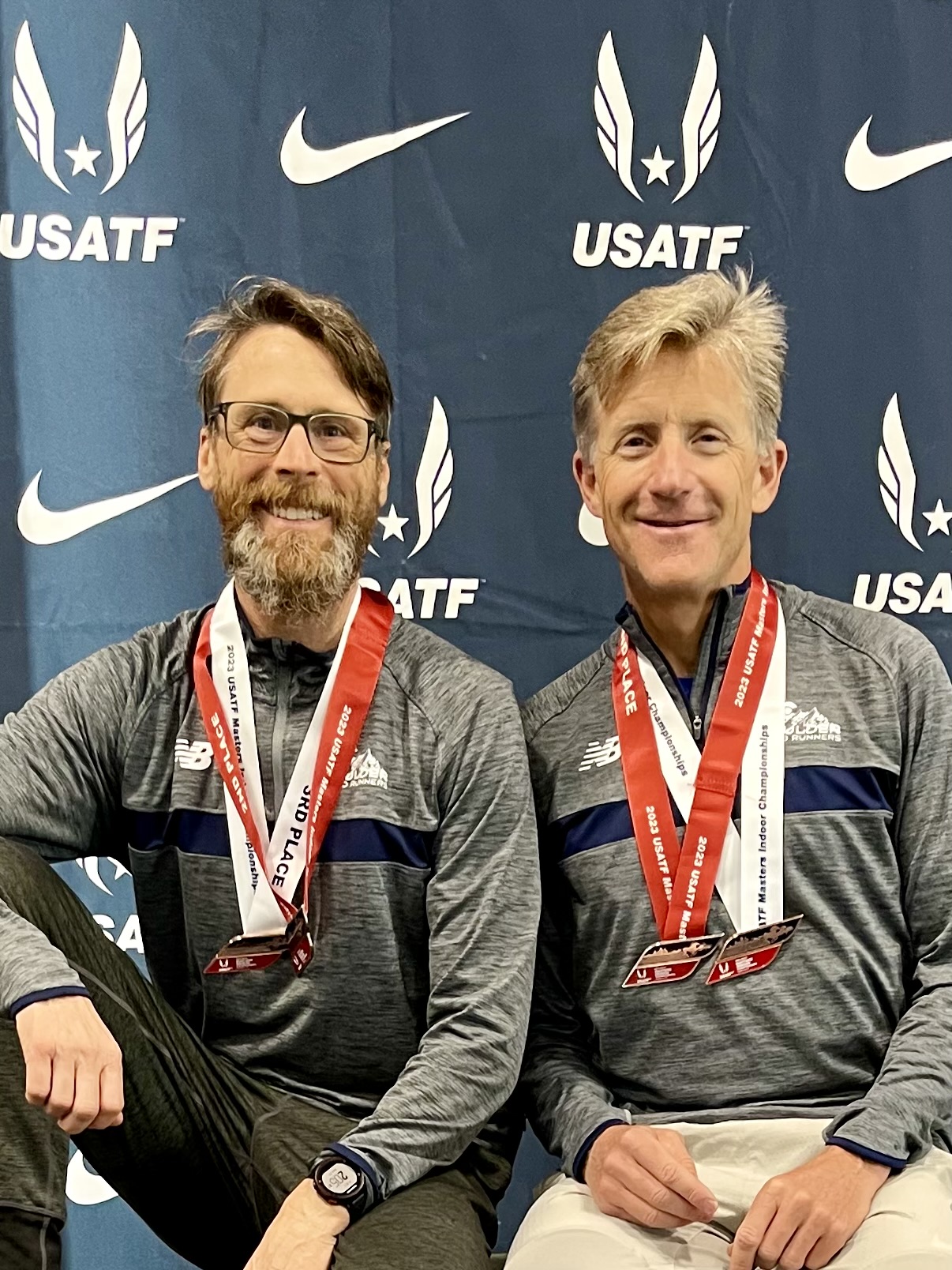 Boulder Road Runners Todd Straka, left, and Chris McDonald are racing the Masters Exhibition 800 meters Sunday at the U.S. Olympic Trials. The friends and sometimes training partners are among the eight runners from around the nation invited to participate. (Courtesy photo)