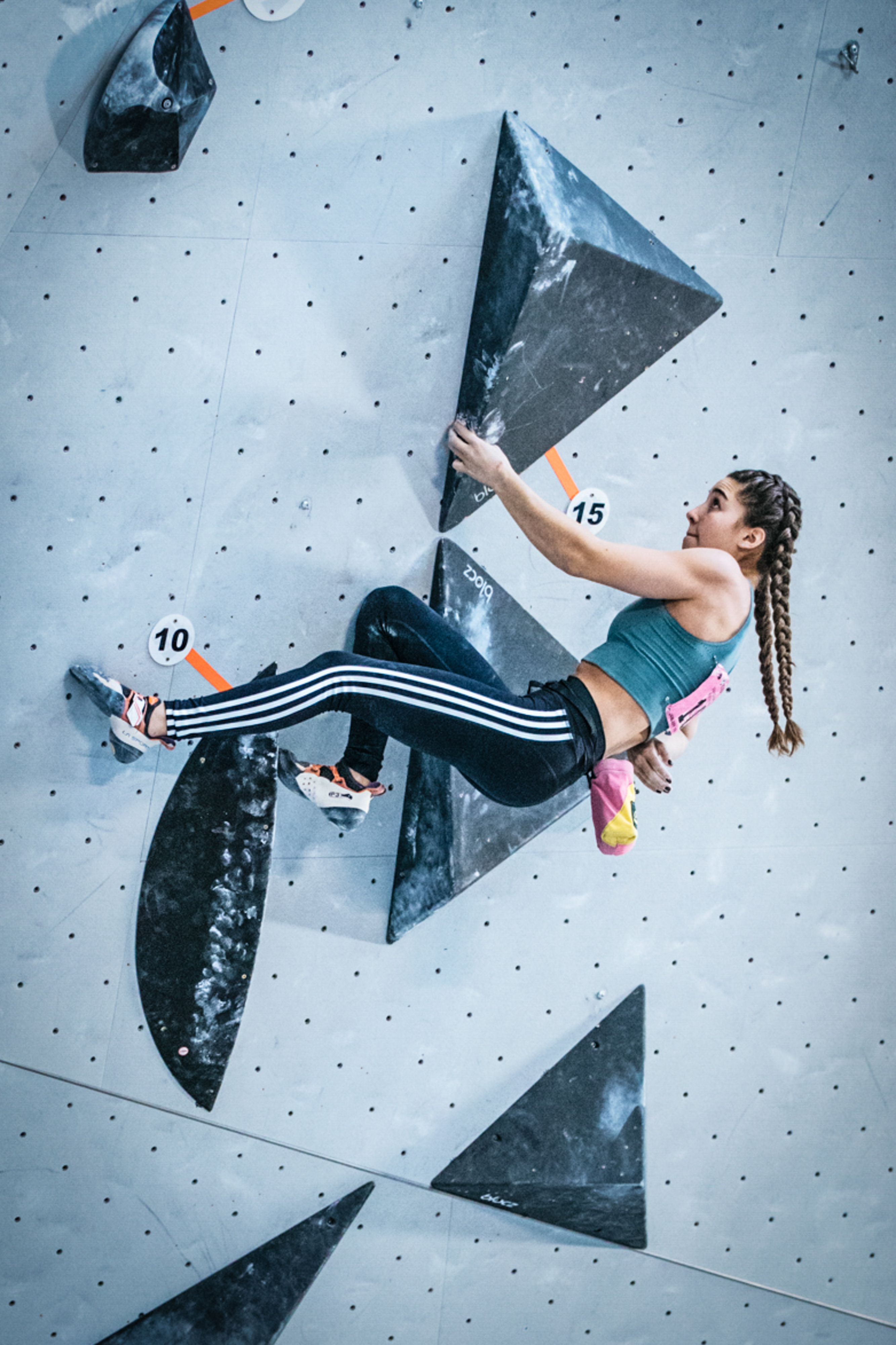 Brooke Raboutou competing in the Bouldering discipline. (Jon Glassberg/Louder Than Eleven (lt11.com) - Courtesy photo)