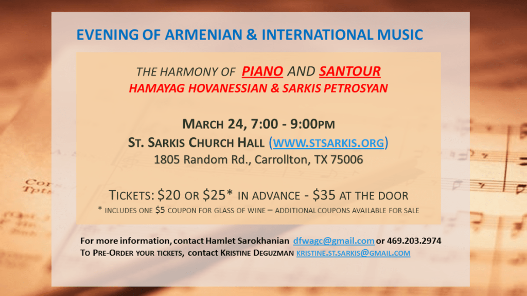 The Harmony of Piano and Santour by Sarkis Petrosian and Hamayag Hovanessian Dallas