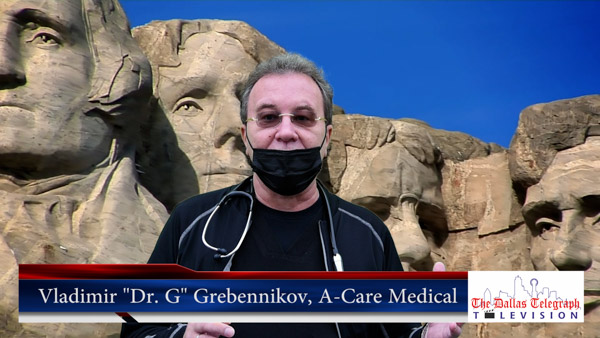 Vladimir 'Dr G' Grebennikov Russian Doctor in Dallas, of A Care Medical, P.A. Christmas 2020